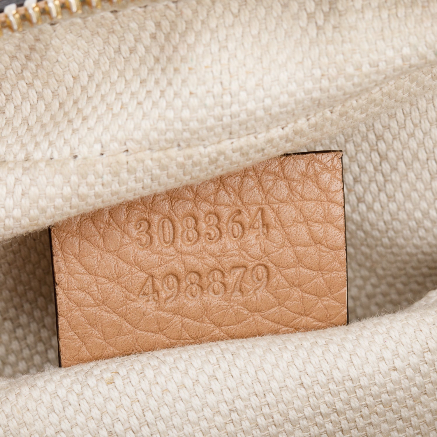 Gucci Beige Pebbled Calfskin Leather Small Soho Disco Bag w/ Box
