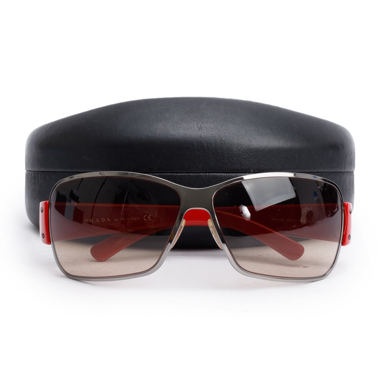 Prada SP 56G Red Acetate Linea Rosa Shield Sunglasses w/ Case