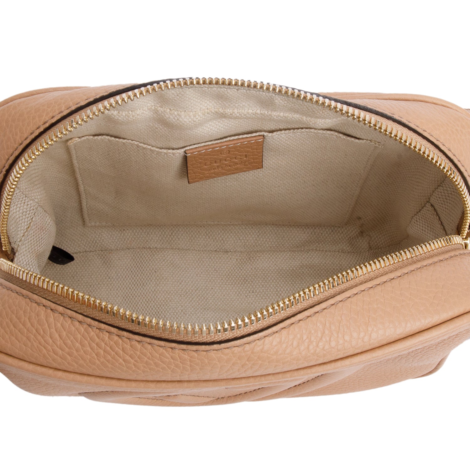 Gucci Beige Pebbled Calfskin Leather Small Soho Disco Bag w/ Box