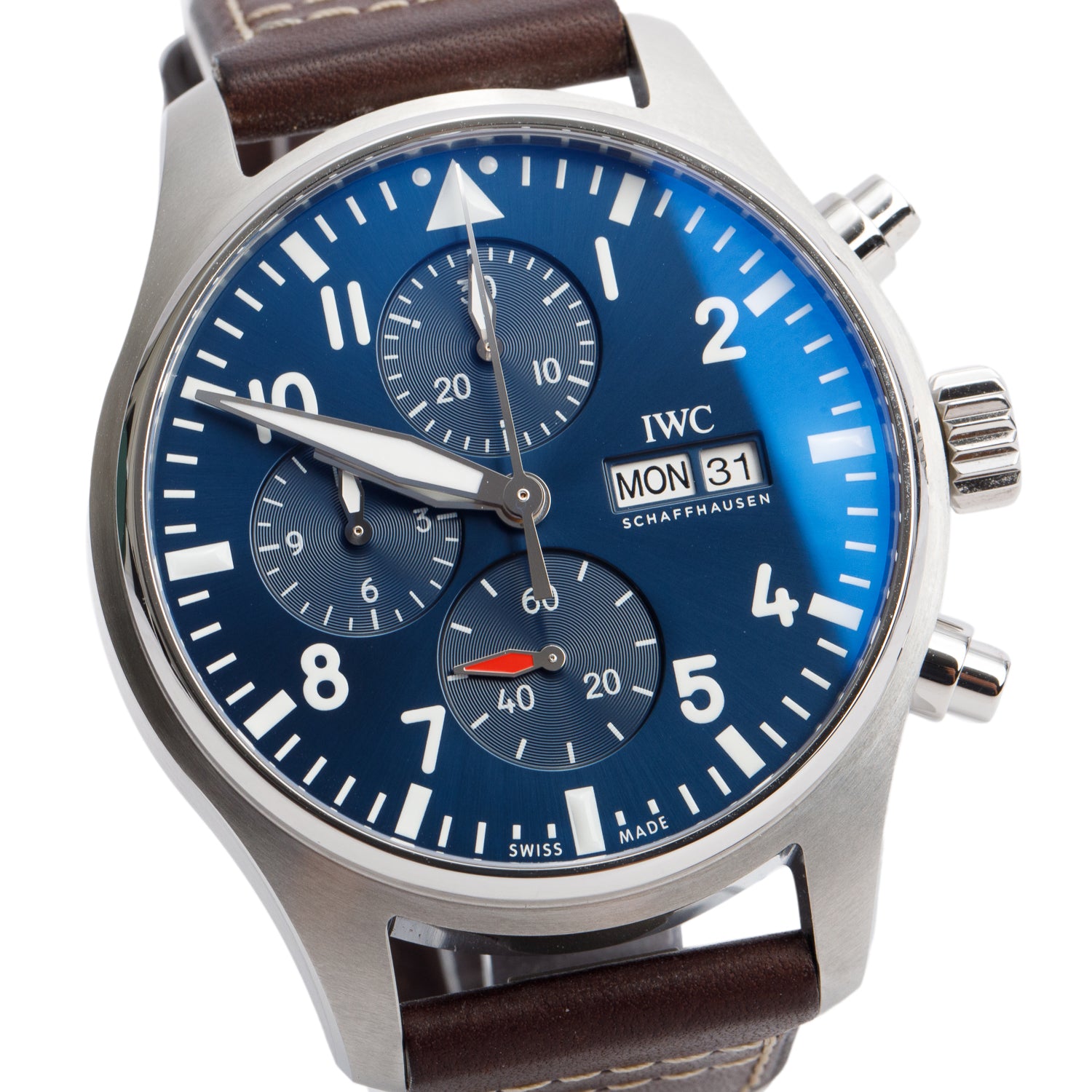 IWC Stainless Steel 43MM Pilot's Chronograph Automatic Blue Dial Watch IW378004 w/ Box & Papers