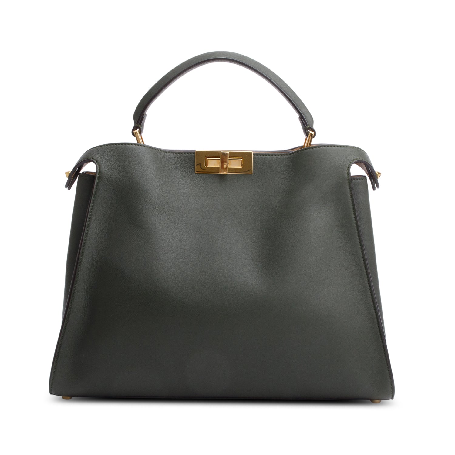 Fendi Green Soft Calfskin Leather Large Peekaboo Bag w/ Strap