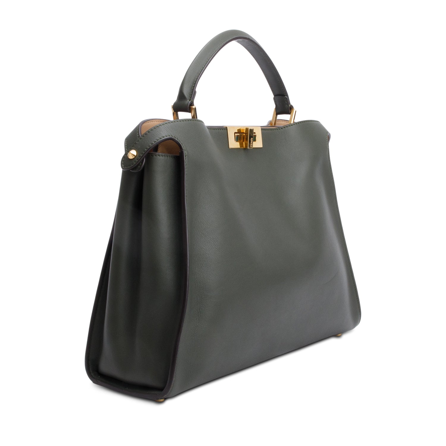 Fendi Green Soft Calfskin Leather Large Peekaboo Bag w/ Strap