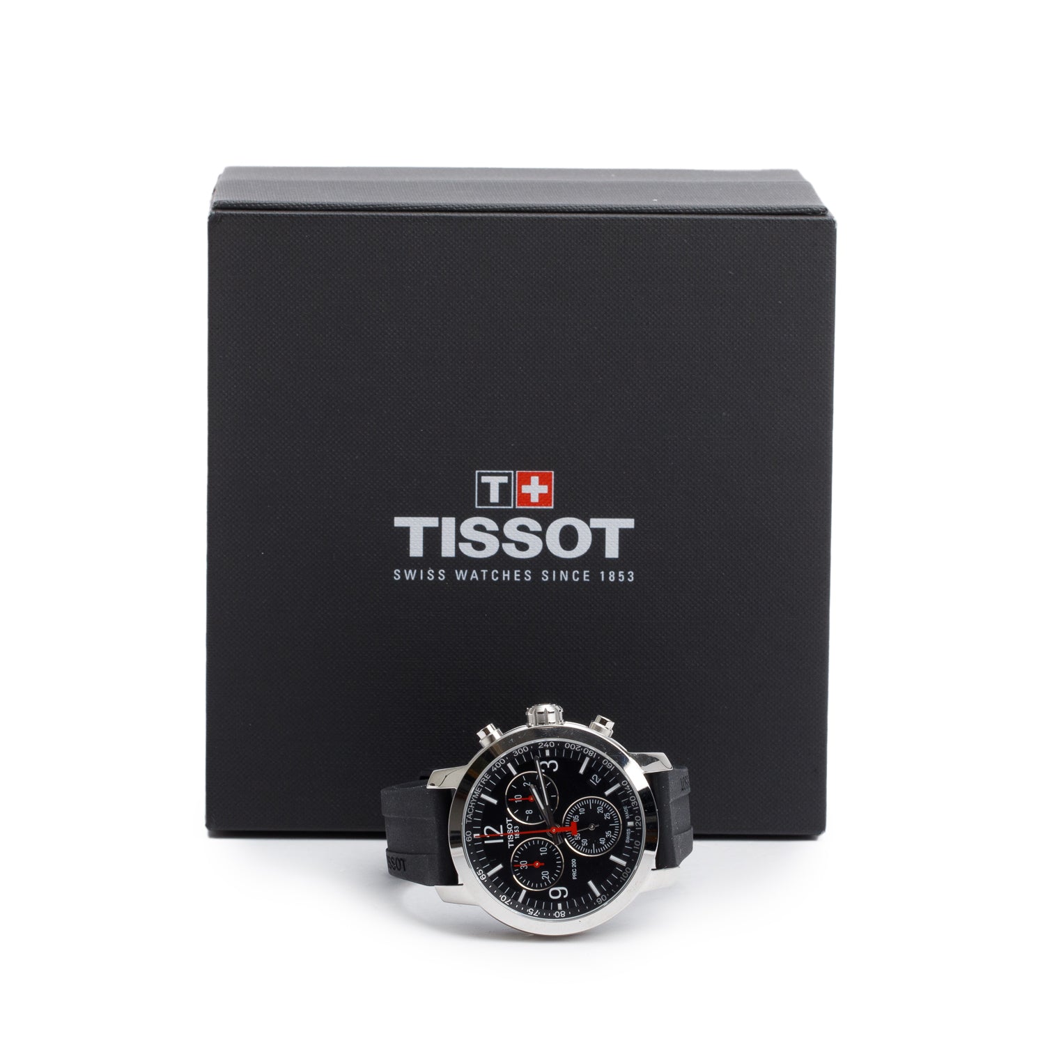 Tissot Stainless Steel Black Dial PRC 200 43 MM Chronograph Watch w/ Box