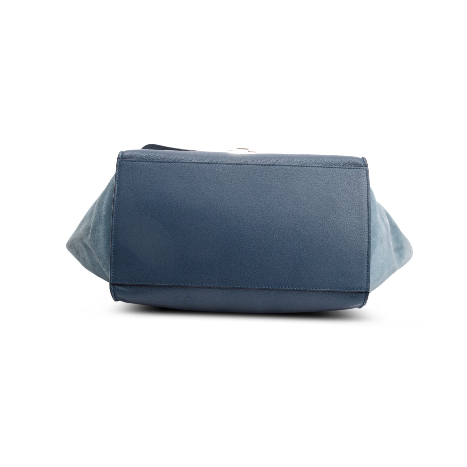 Celine Blue Calfskin Leather Suede Trim Medium Trapeze Bag w/ Strap