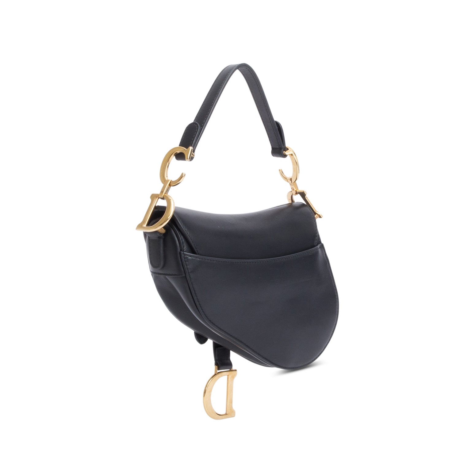 Christian Dior Black Calfskin Leather Mini Saddle Bag w/ Authenticity Card