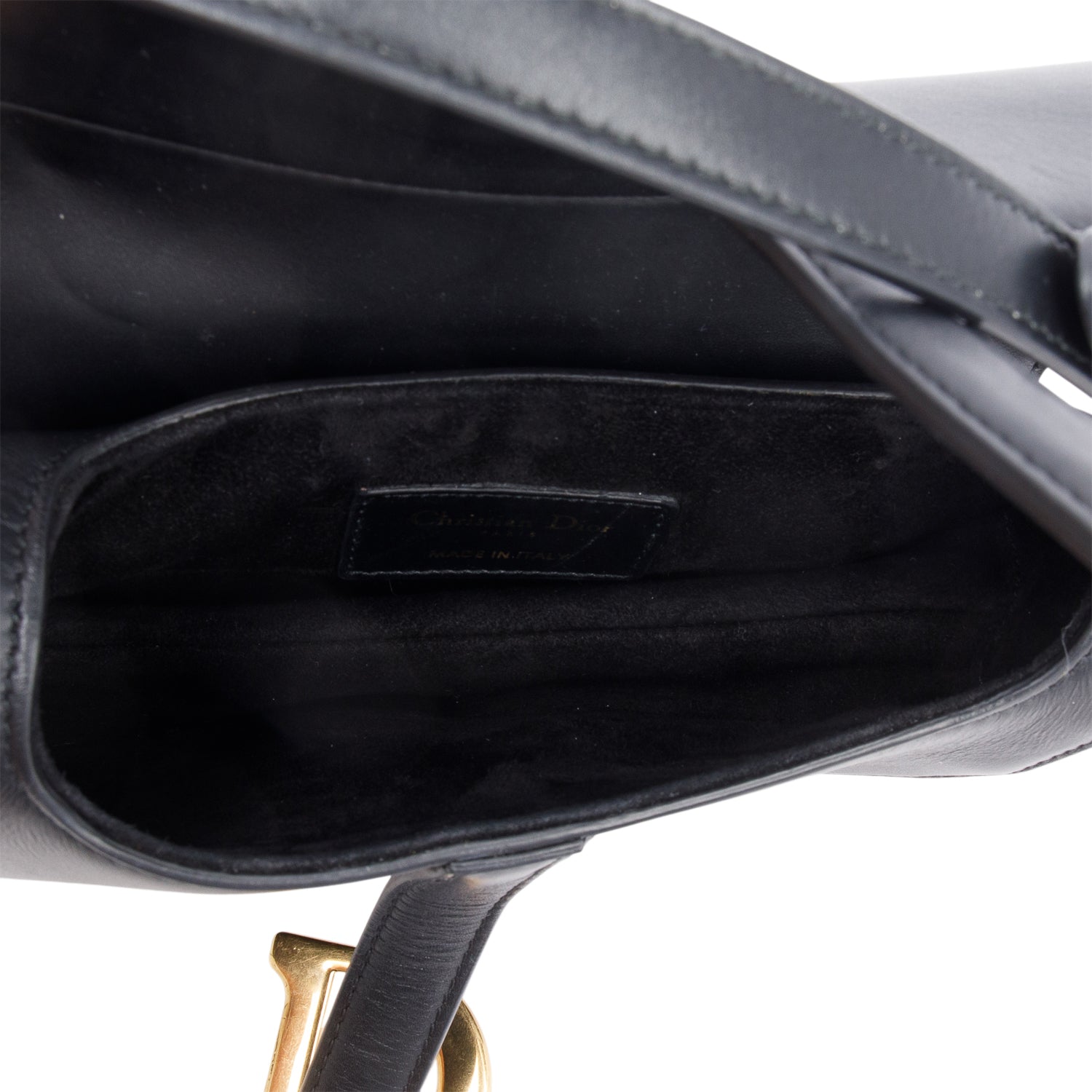 Christian Dior Black Calfskin Leather Mini Saddle Bag w/ Authenticity Card