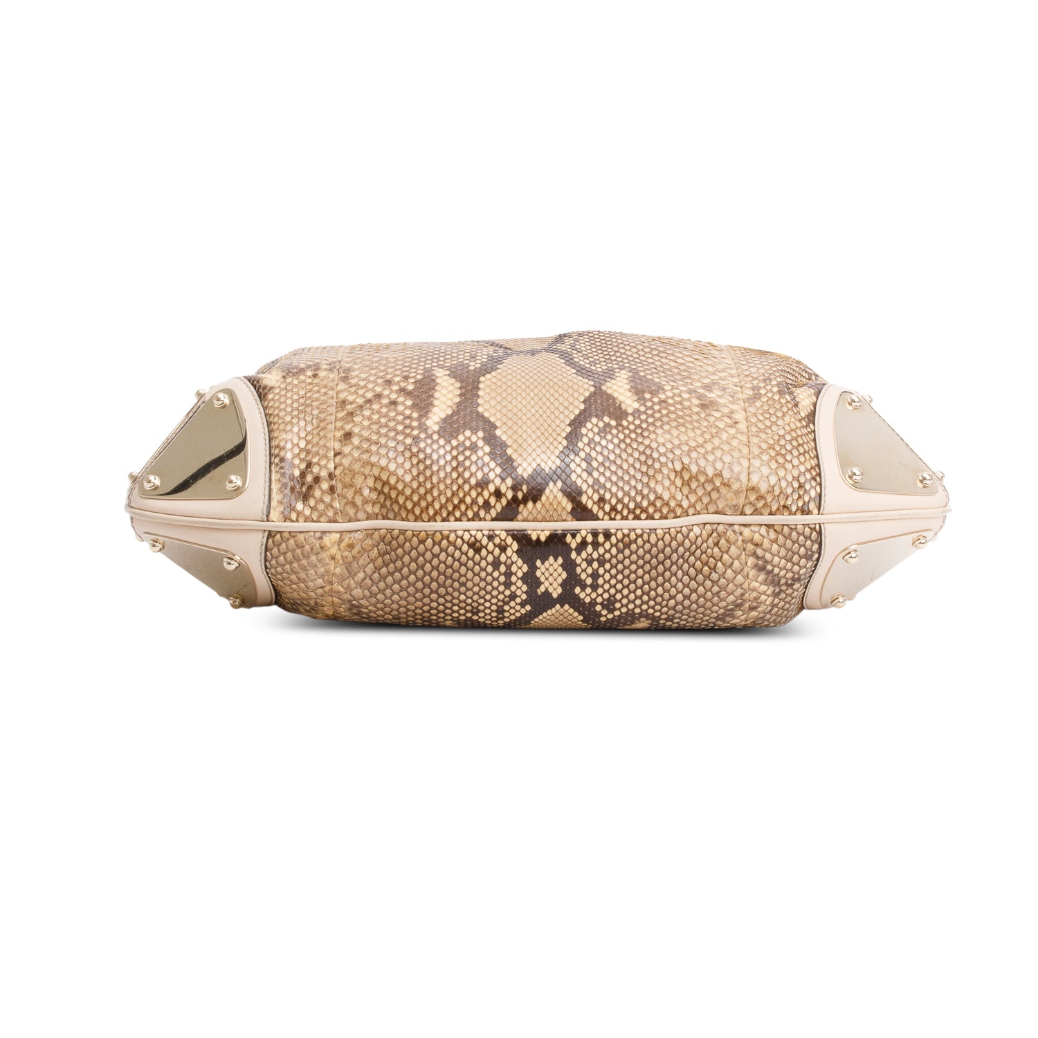 Gucci Beige Leather Trim Python Medium Indy Babouska Hobo w/ Strap