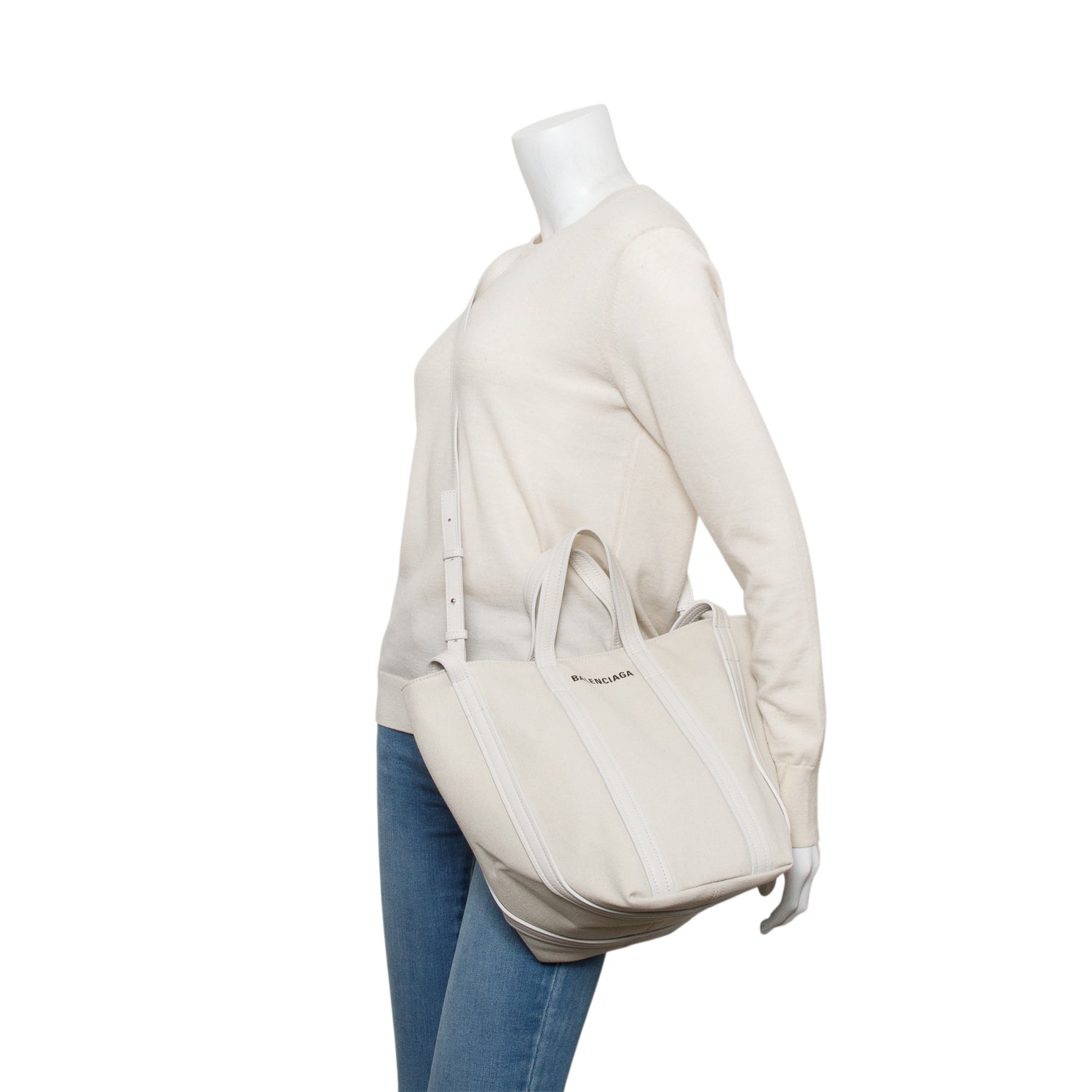 Balenciaga Neutral Canvas Fabric Everyday XS North-South Tote