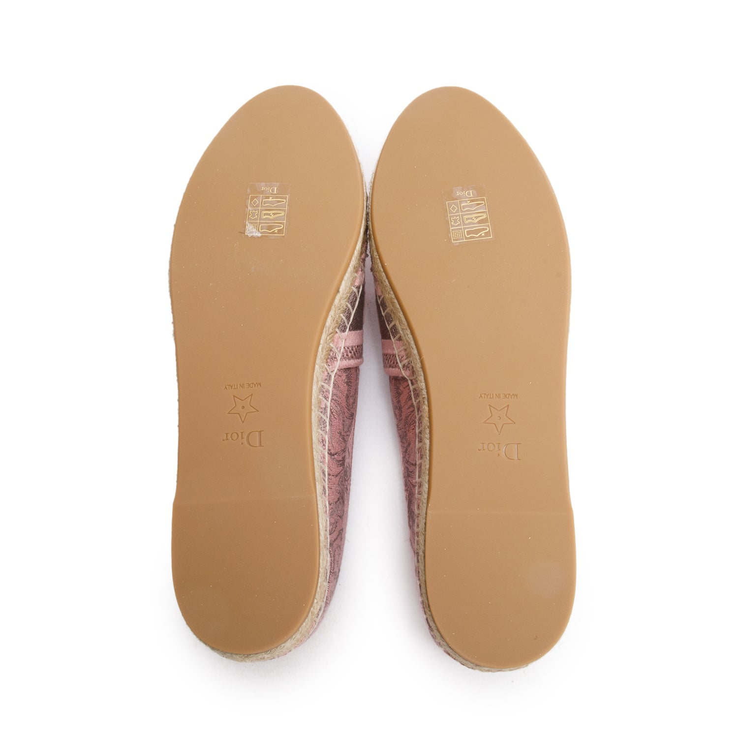 Christian Dior Pink Embroidered Toile De Jouy Granville Espadrille, Size 40 w/ Box