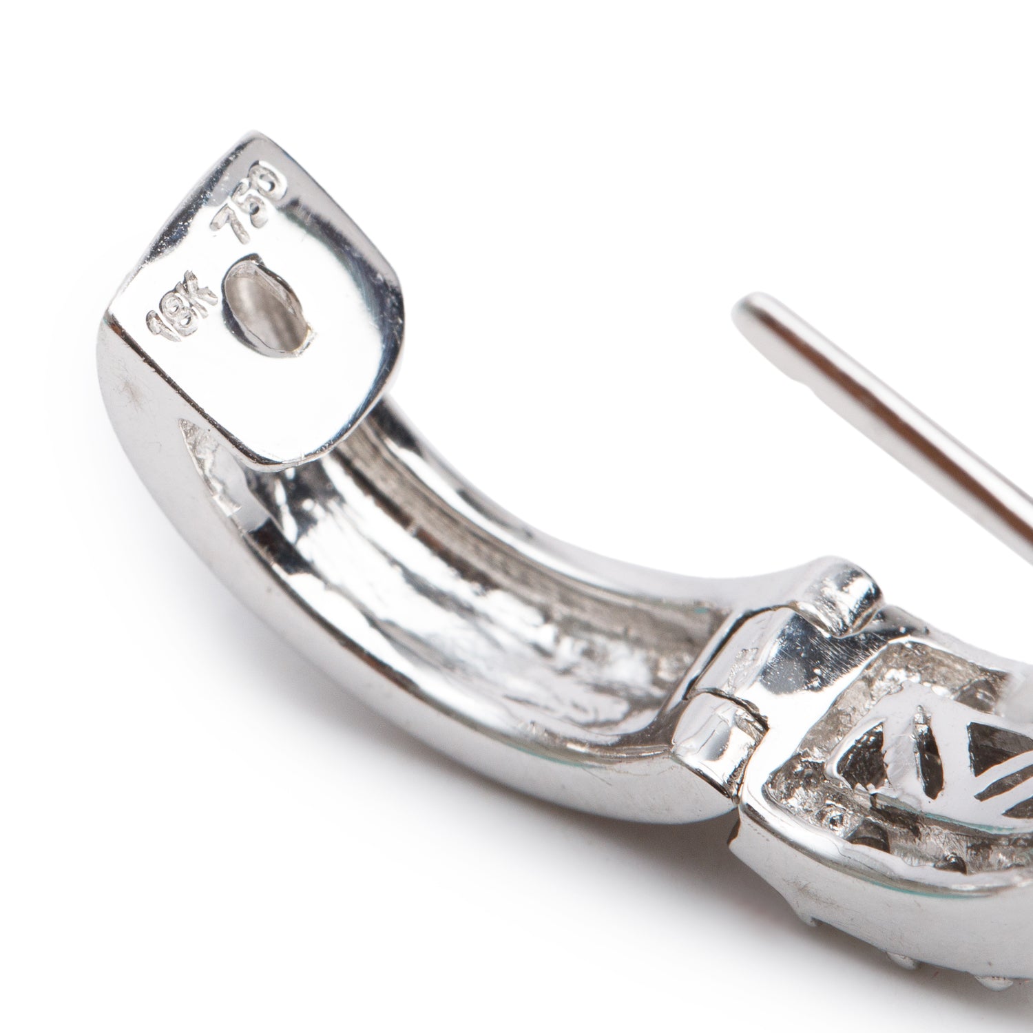 18k White Gold Diamond Huggie Earrings