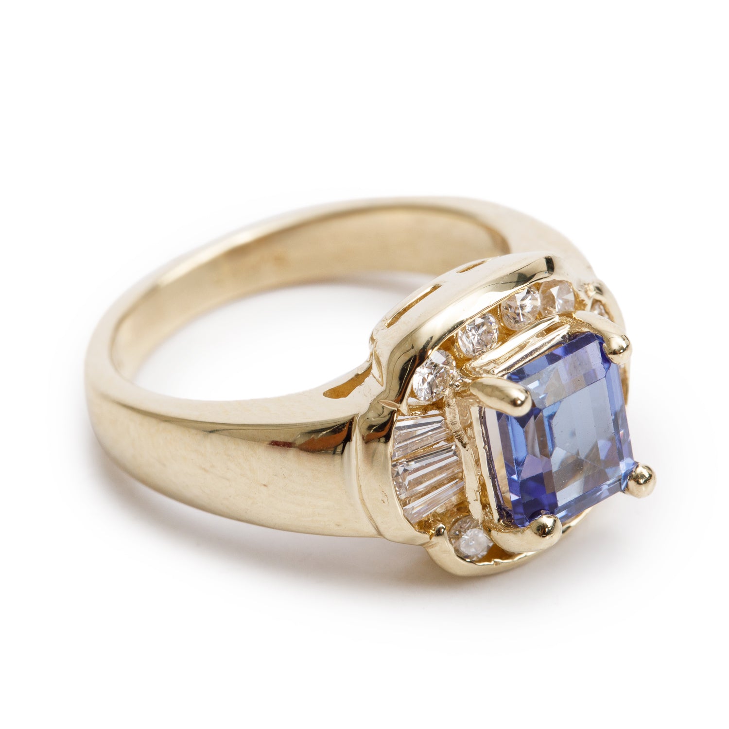 14k Yellow Gold Tanzanite & Diamond Ring, Size 5.75