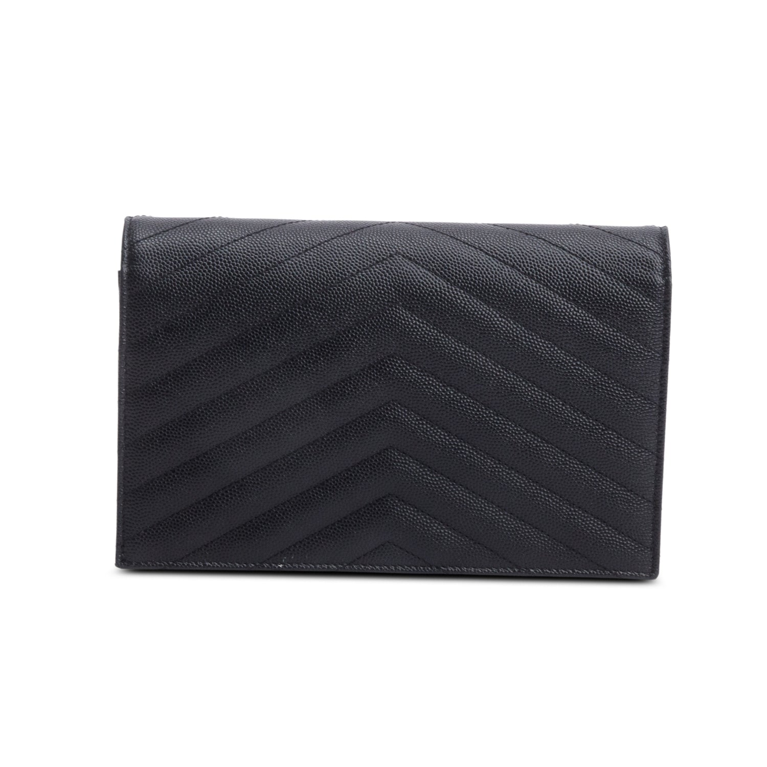 Saint Laurent Black Cassandre Matelasse Envelope Chain Wallet