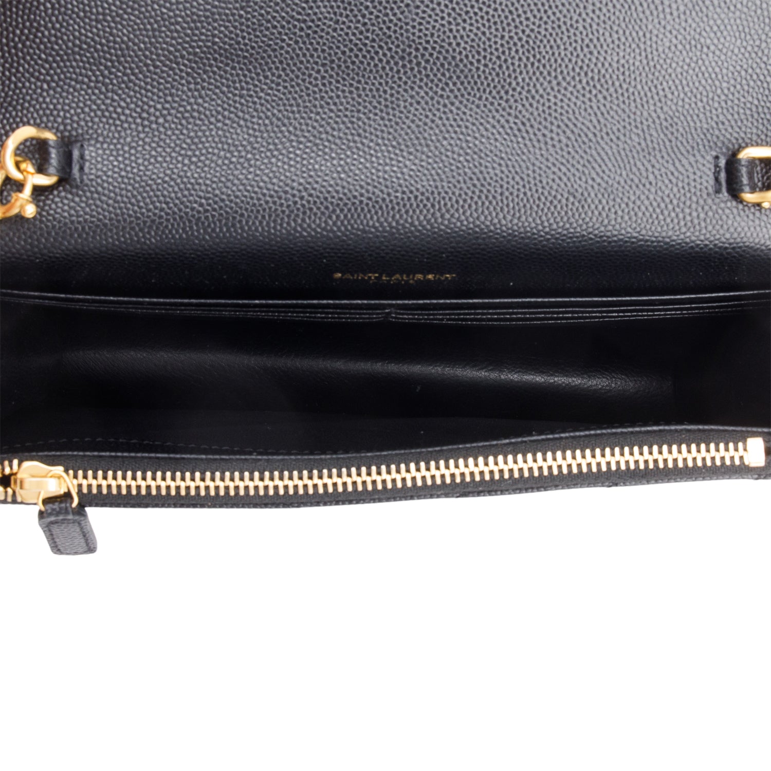 Saint Laurent Black Cassandre Matelasse Envelope Chain Wallet