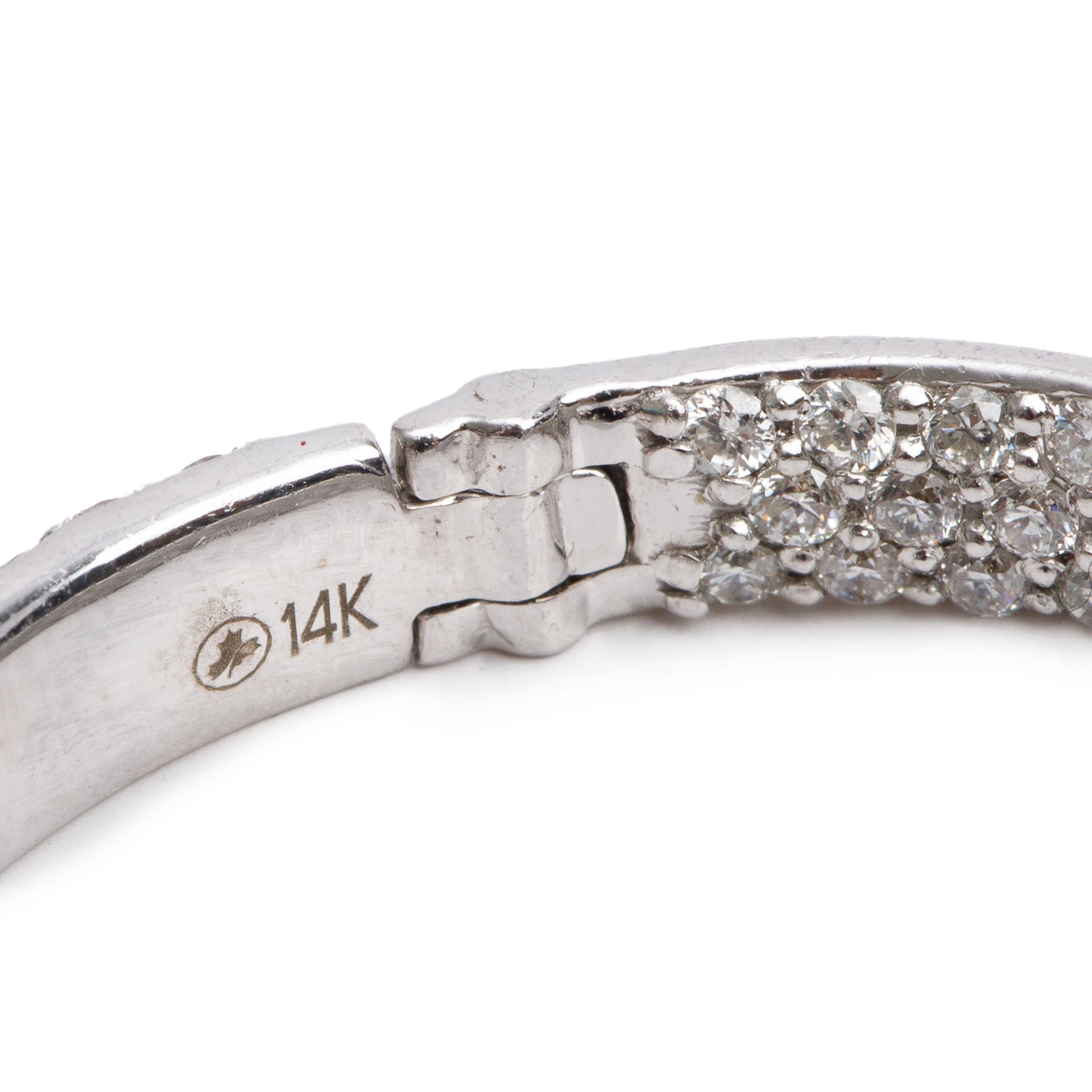 14k White Gold Pave Diamond Hoop Earrings