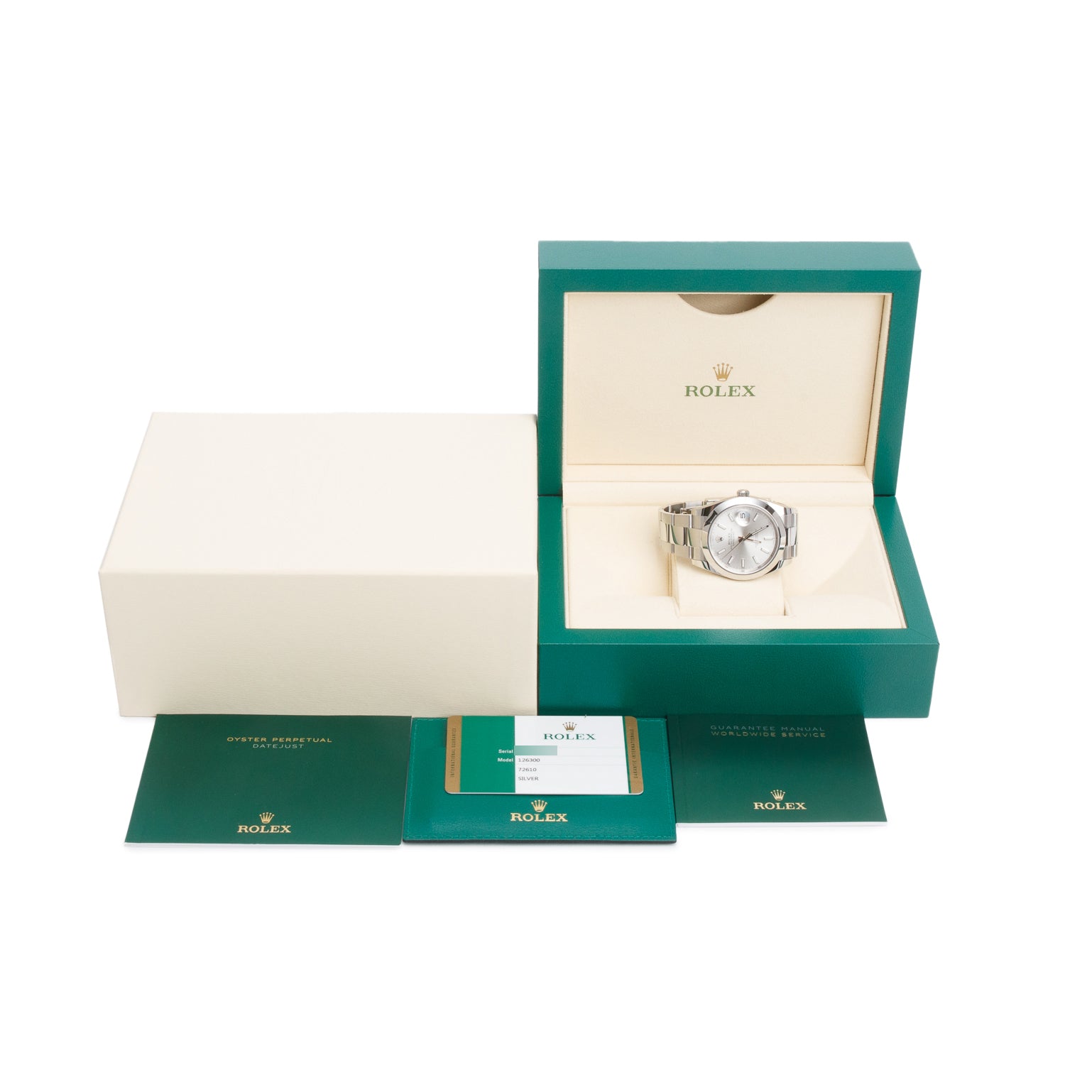 Rolex Stainless Steel Oyster Perpetual Datejust 41 MM Watch Silver Dial 126300 w/ Box & Papers