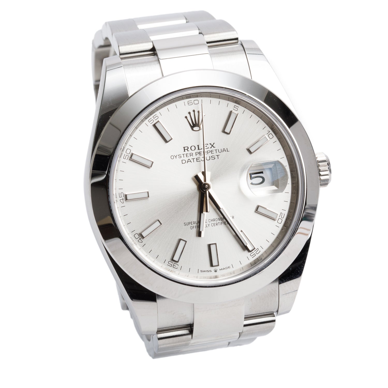 Rolex Stainless Steel Oyster Perpetual Datejust 41 MM Watch Silver Dial 126300 w/ Box & Papers