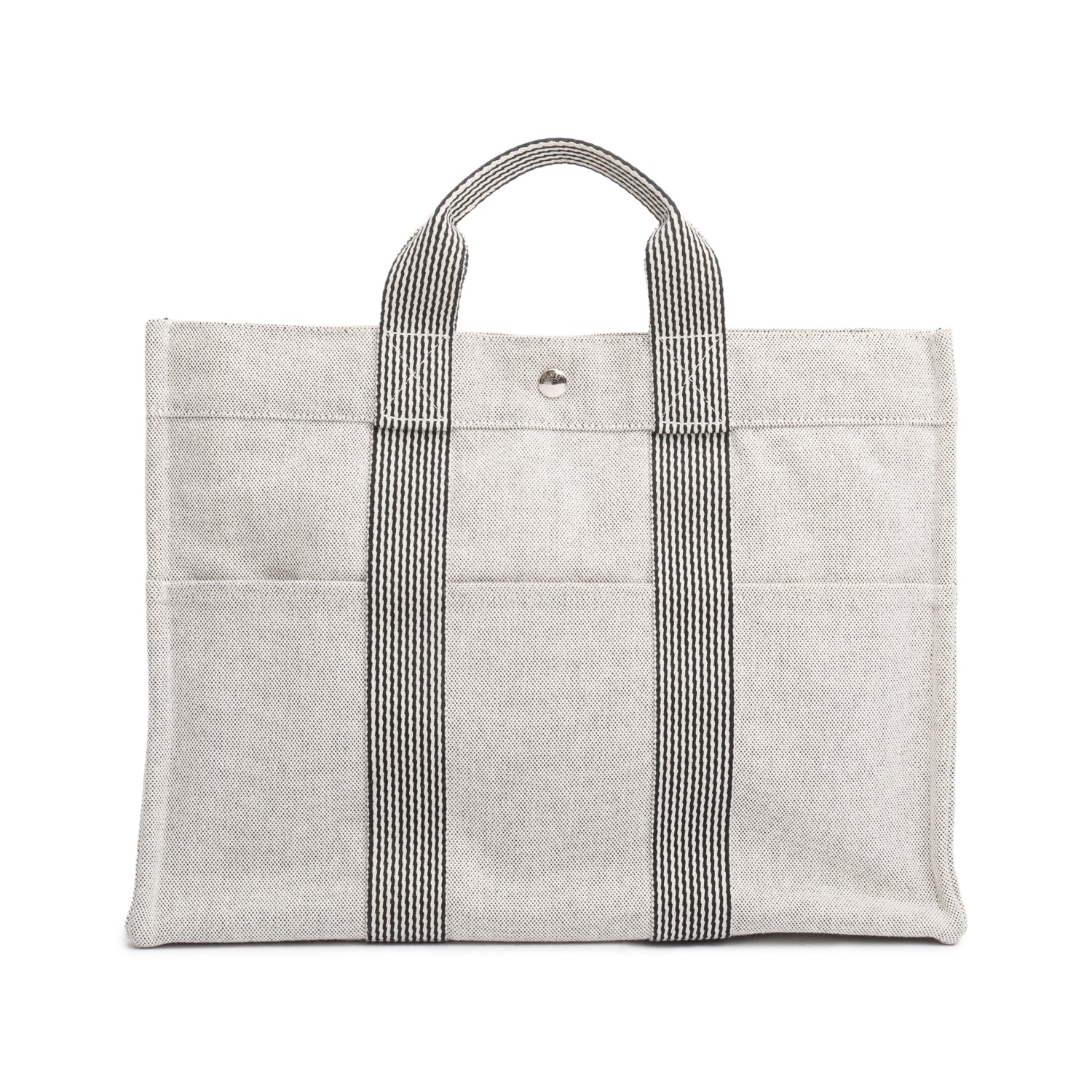 Hermes Noir Ecru Toile Fourre-Tout MM w/ Box