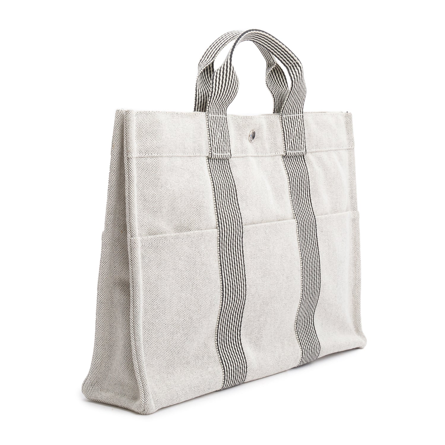 Hermes Noir Ecru Toile Fourre-Tout MM w/ Box