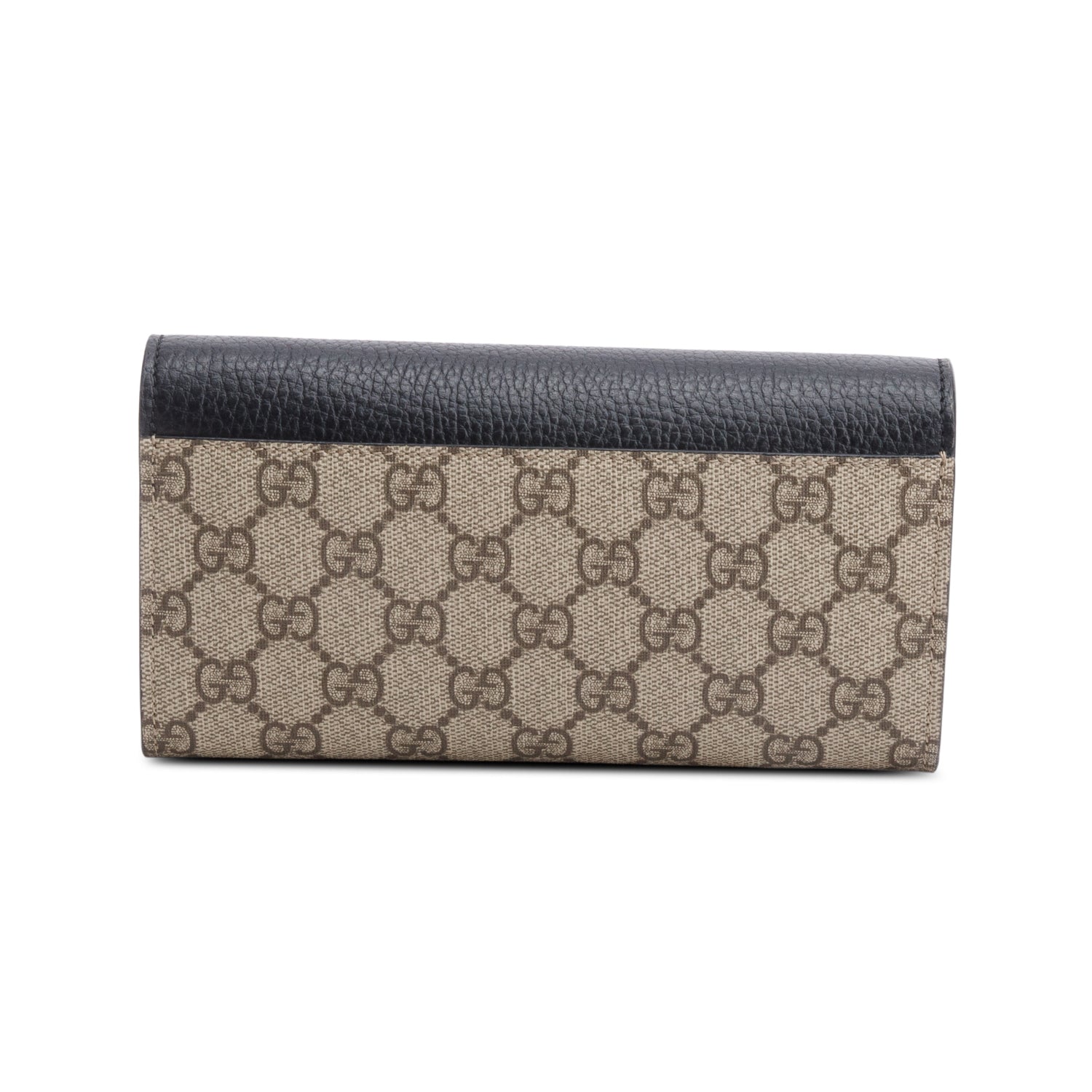 Gucci Black Calfskin Leather GG Supreme Marmont Bi-Color Wallet On Chain w/ Box