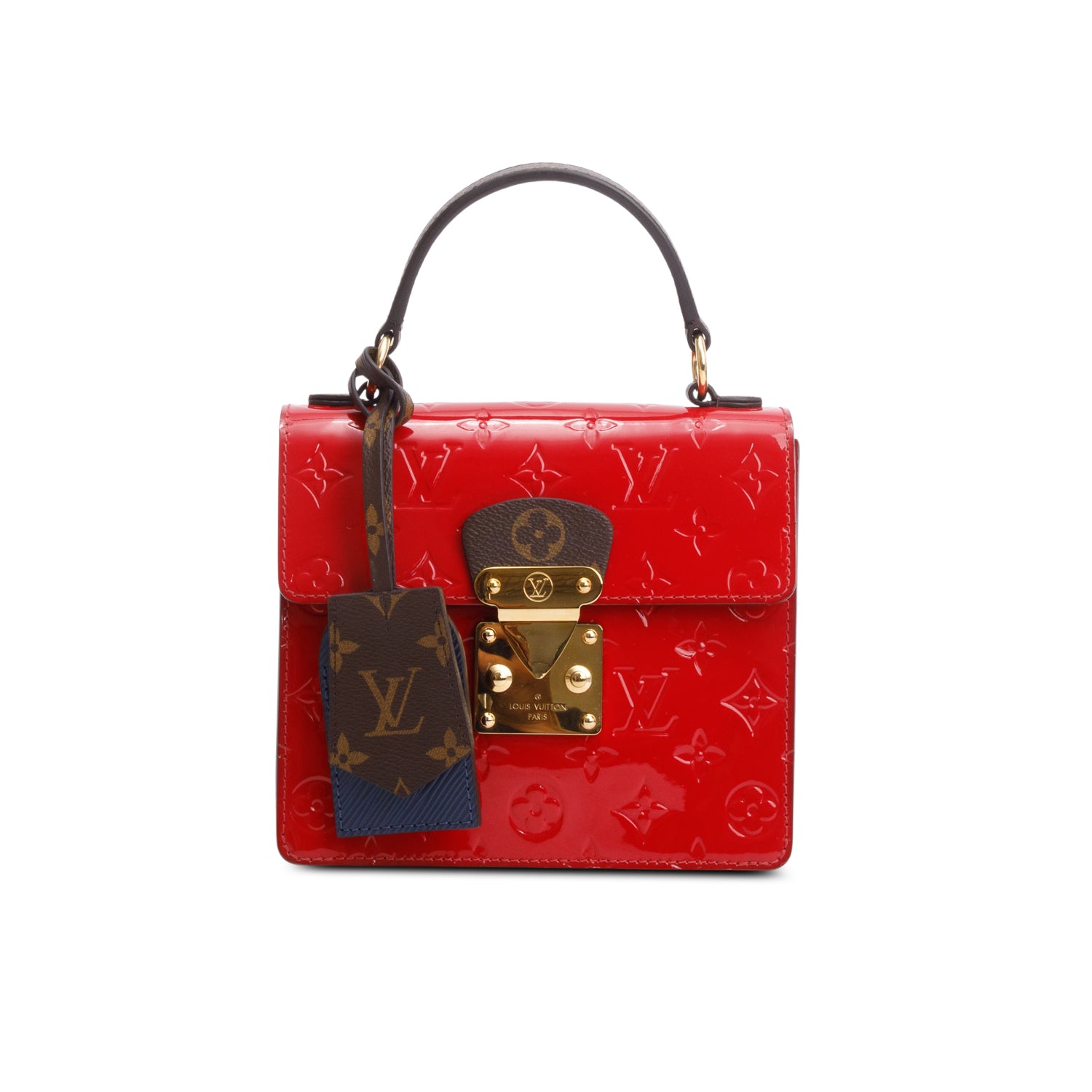 Louis Vuitton Red Vernis Leather Monogram Trim Street Spring Handle Bag