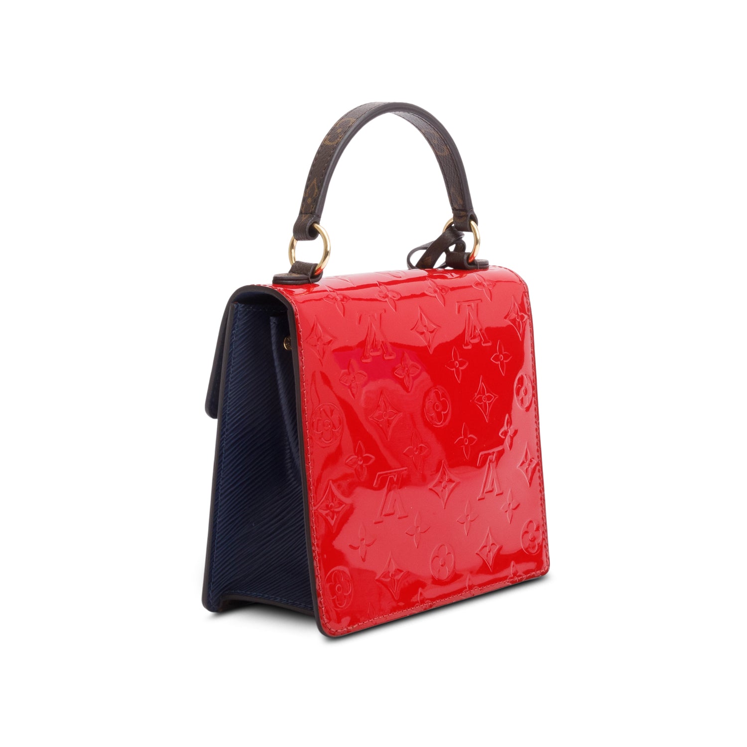 Louis Vuitton Red Vernis Leather Monogram Trim Street Spring Handle Bag