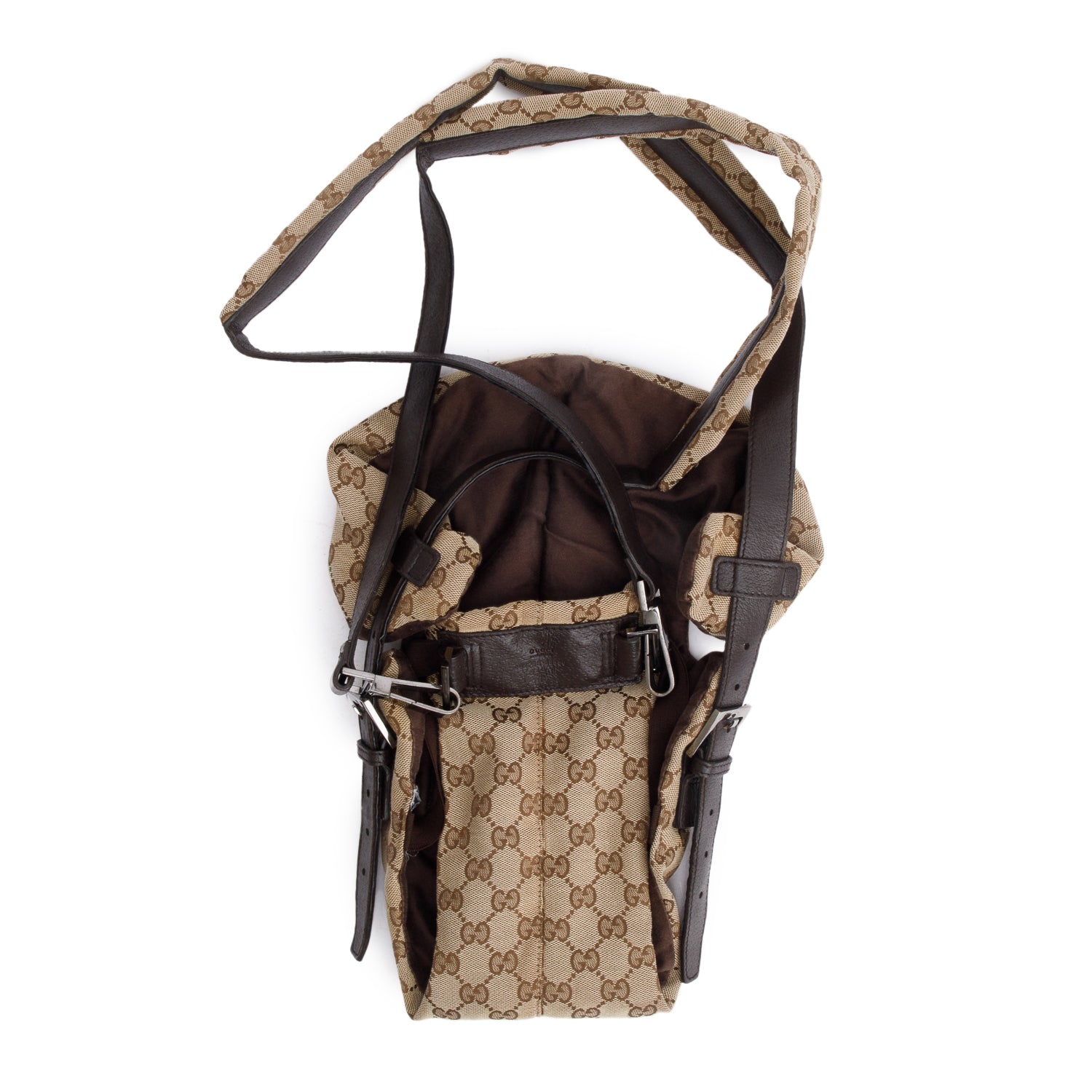 Gucci Brown Leather Trim GG Canvas Baby Carrier