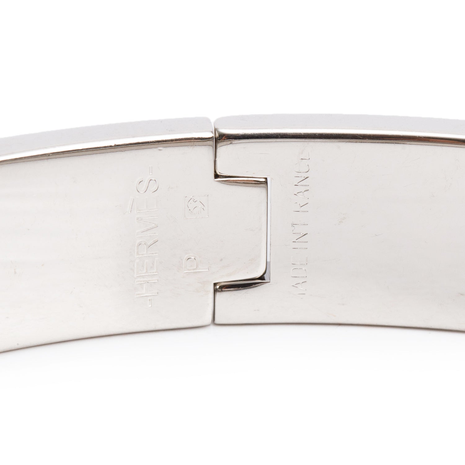 Hermes Palladium Plated White Enamel 12 MM Clic H Bracelet w/ Box & Gift Receipt