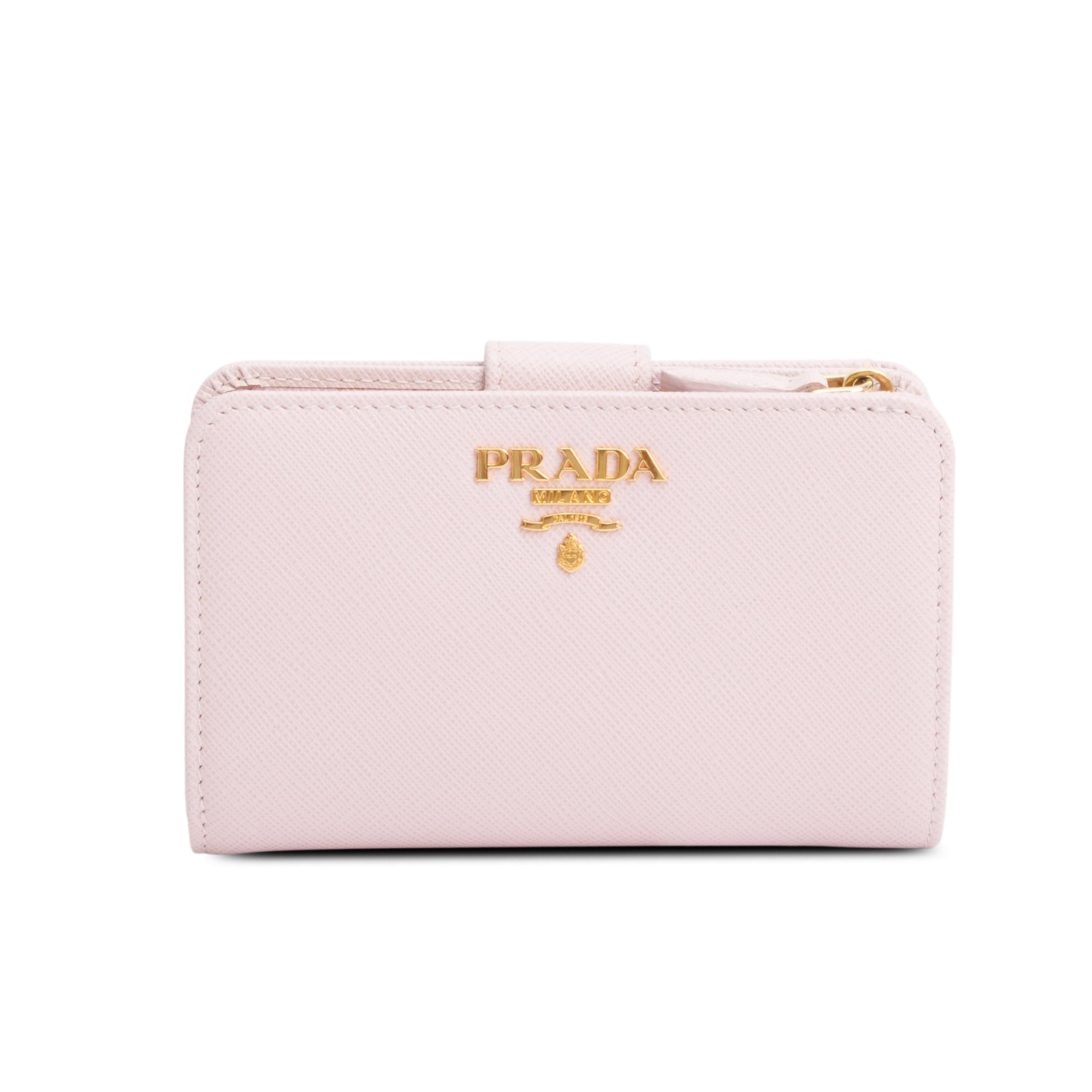 Prada Pink Saffiano Metal Compact Wallet w/ Box