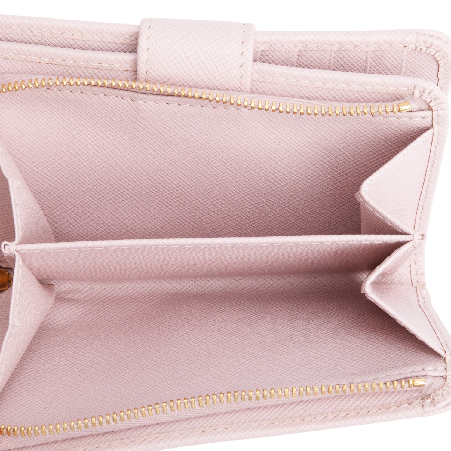 Prada Pink Saffiano Metal Compact Wallet w/ Box