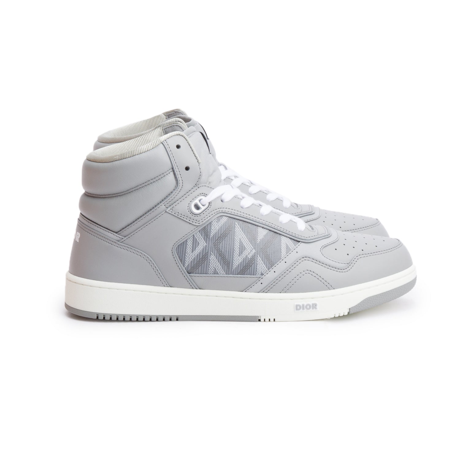 Christian Dior Grey Leather Oblique Jacquard B27 High-Top Sneakers, Men's Size 45 w/ Box