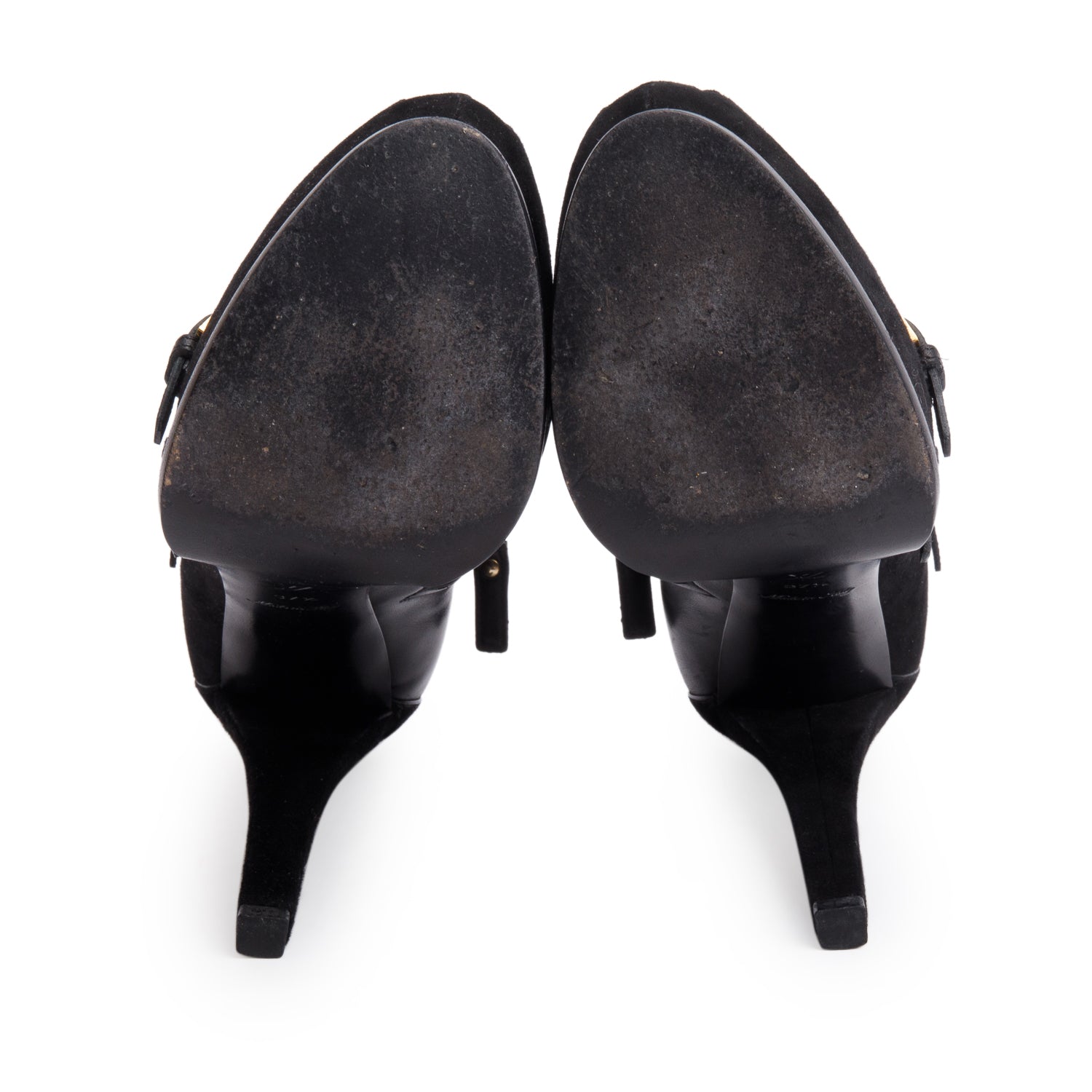 Louis Vuitton Black Leather Suede Platform Brigade Ankle Booties, Size 37.5 w/ Box & Receipt