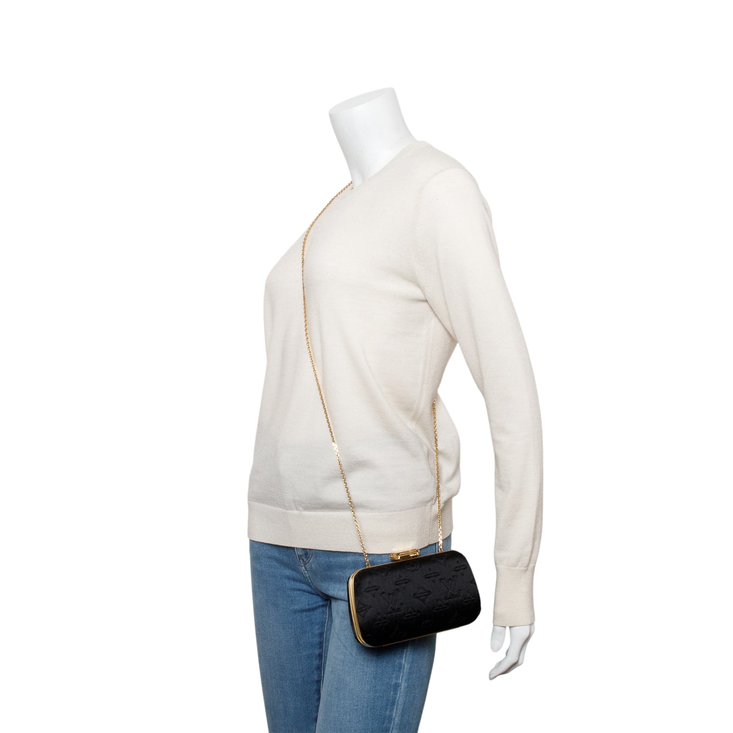 Louis Vuitton Black Satin Monogram Motard Minaudiere Clutch