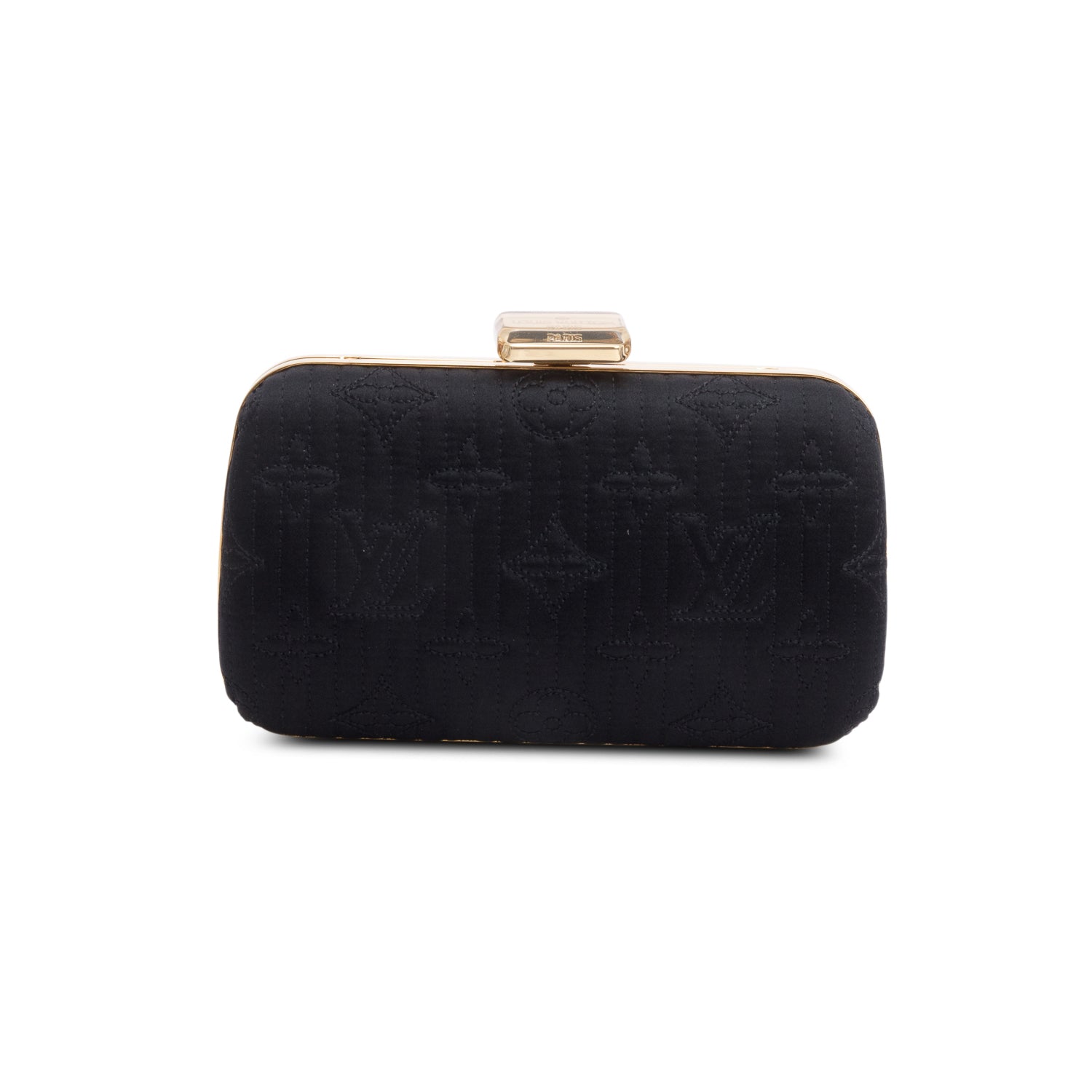 Louis Vuitton Black Satin Monogram Motard Minaudiere Clutch