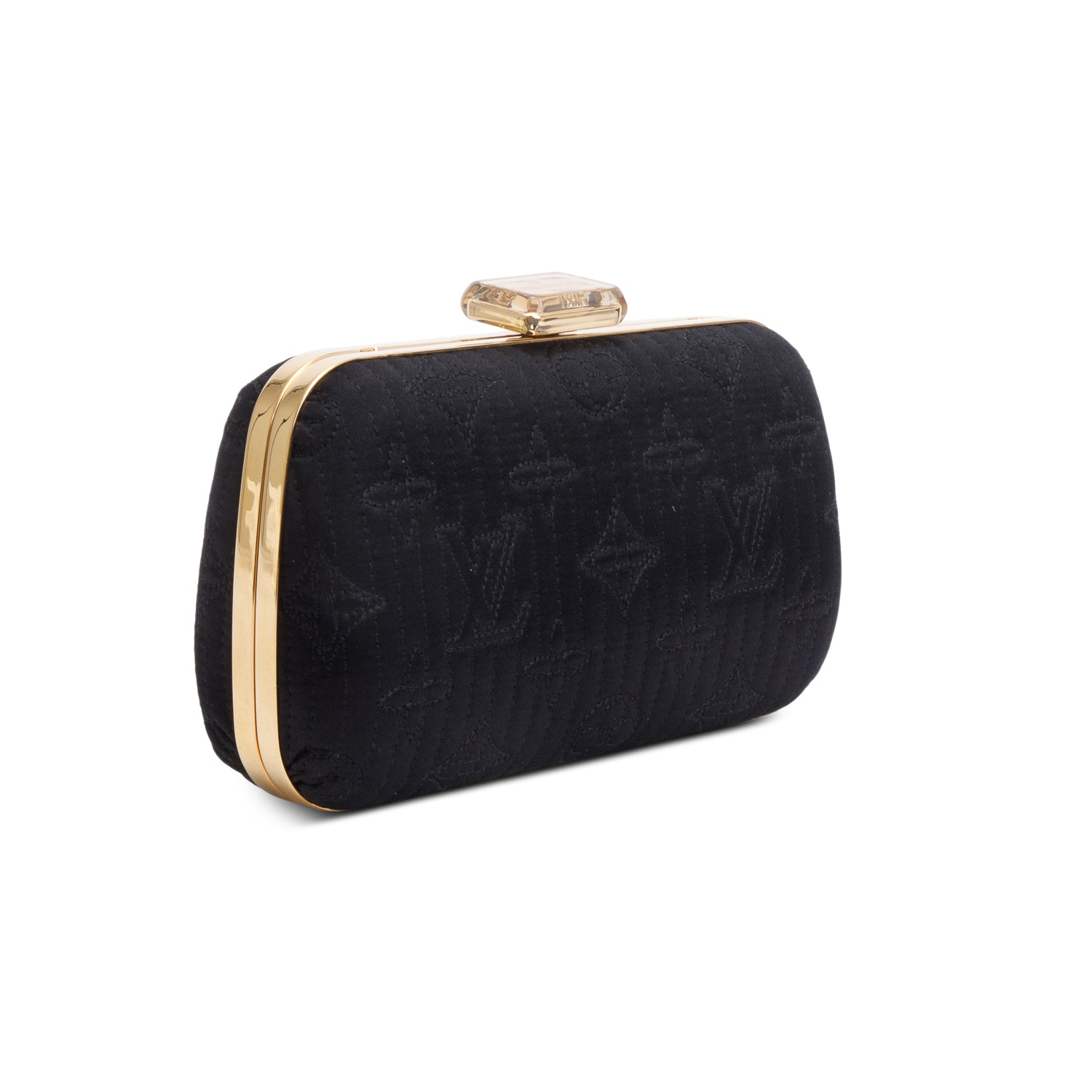 Louis Vuitton Black Satin Monogram Motard Minaudiere Clutch