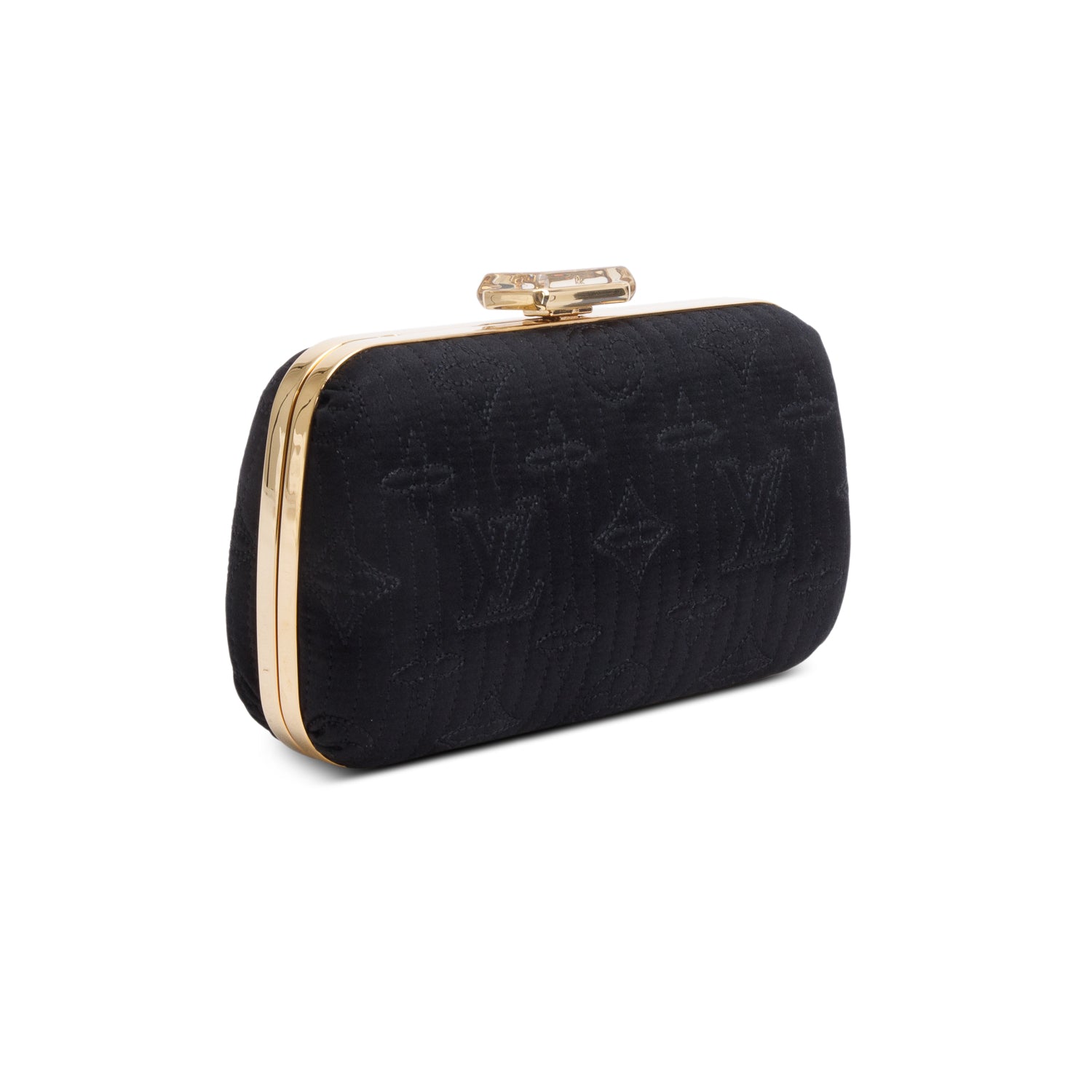Louis Vuitton Black Satin Monogram Motard Minaudiere Clutch
