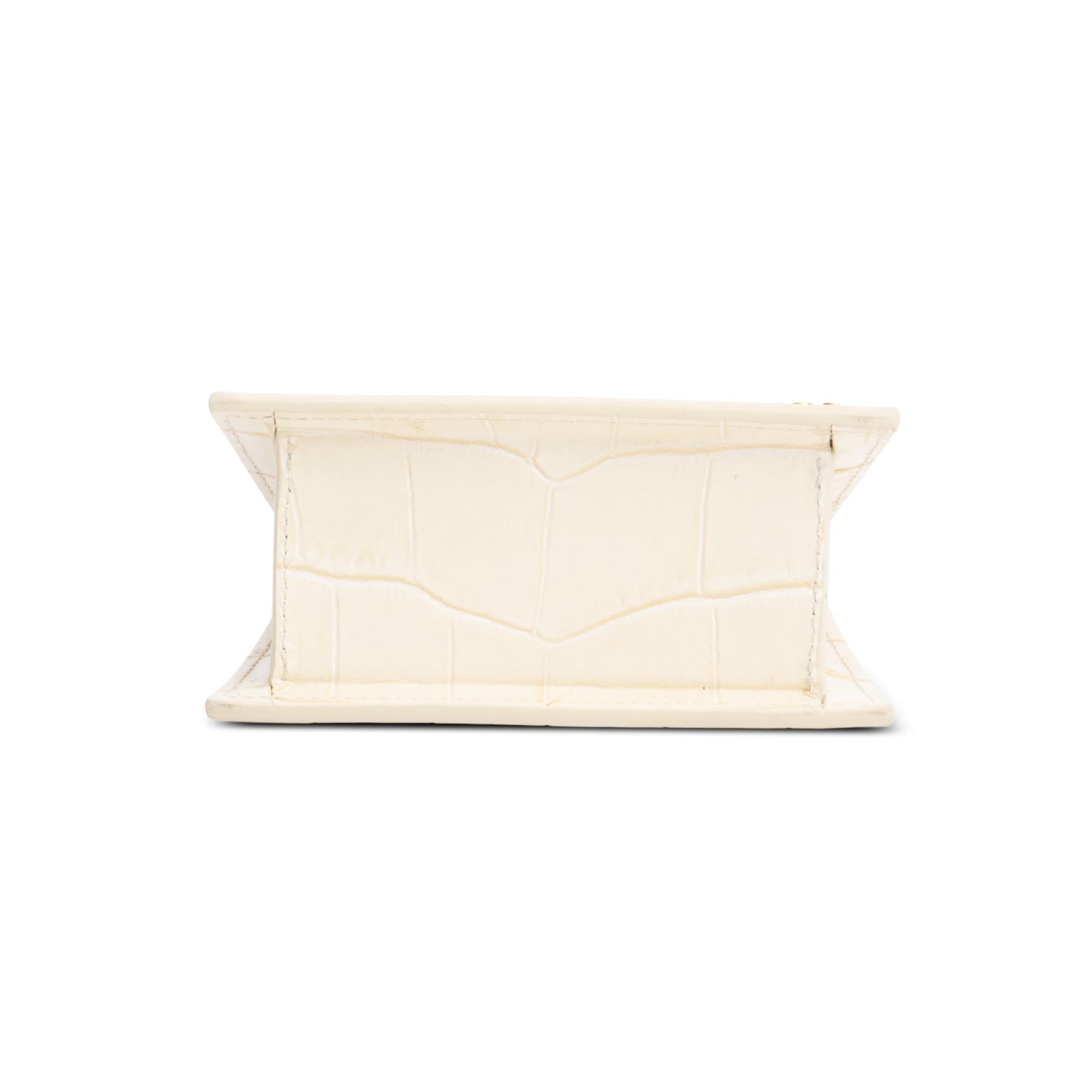 Jacquemus Cream Croc-Embossed Leather Mini Signature Le Chiquito Handle Bag w/ Strap