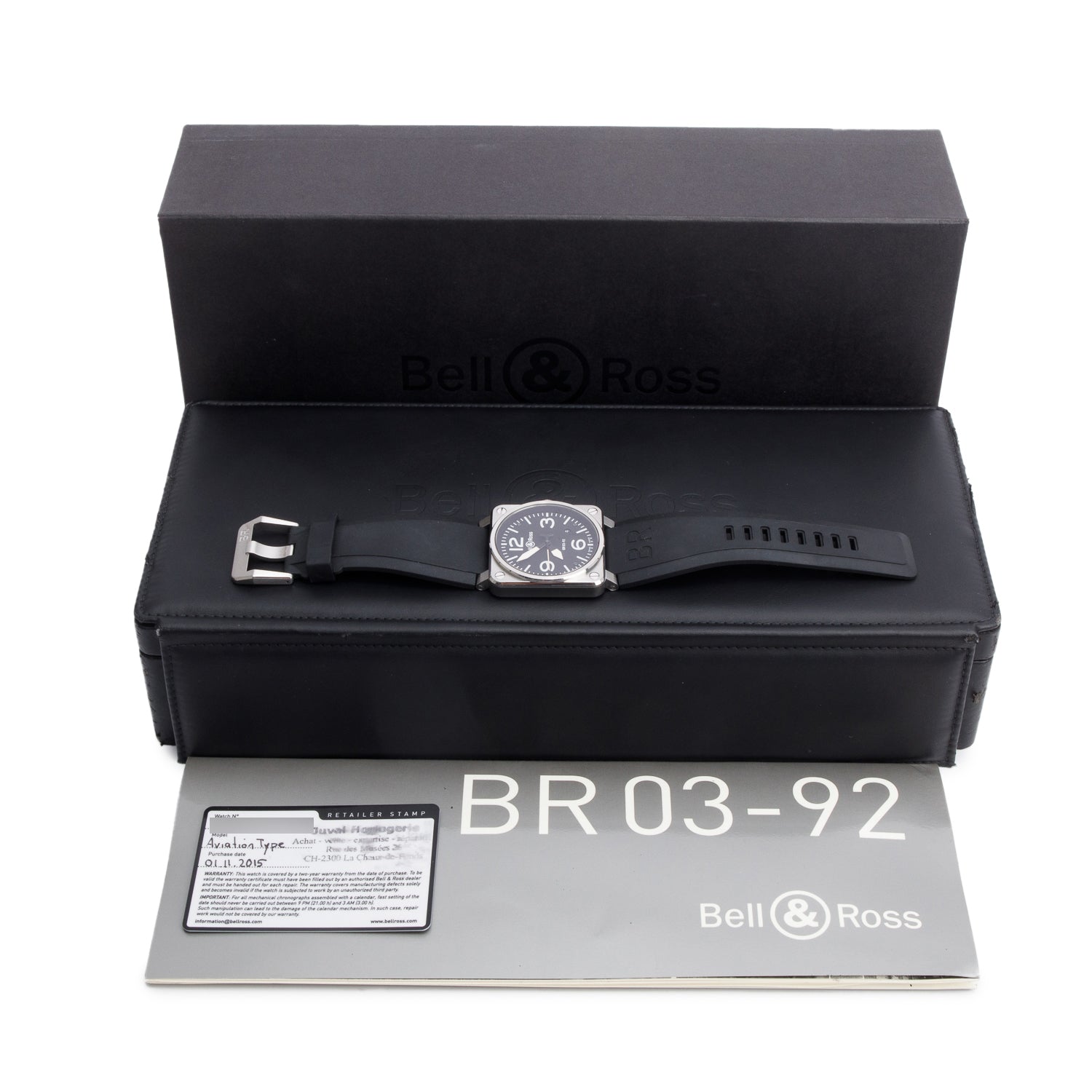 Bell & Ross Stainless Steel Aviation 42 MM Automatic Watch BR03-92 w/ Box & Papers