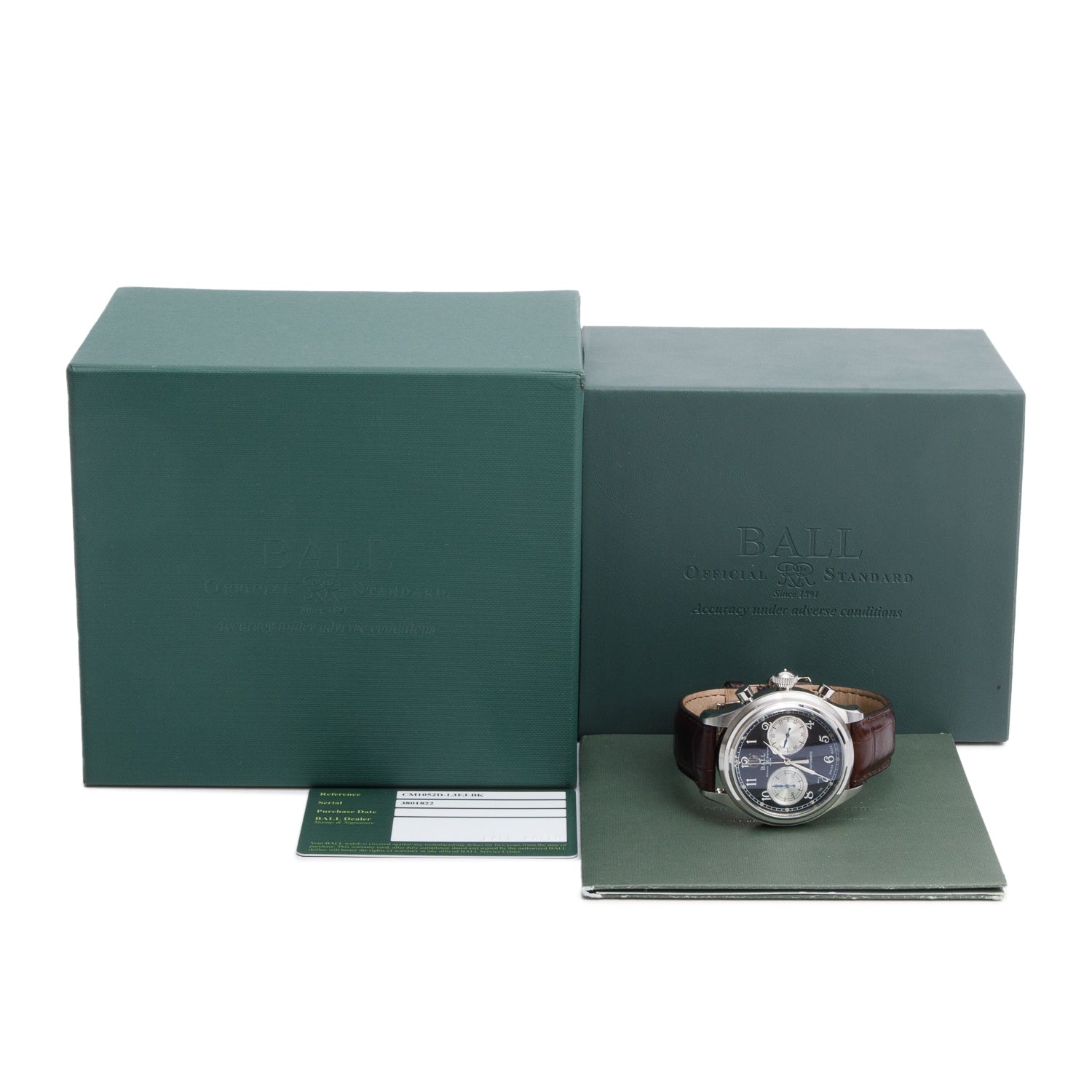 Ball Stainless Steel Trainmaster Cannonball 43 MM Automatic Chronograph Watch Black Dial w/ Box & Papers