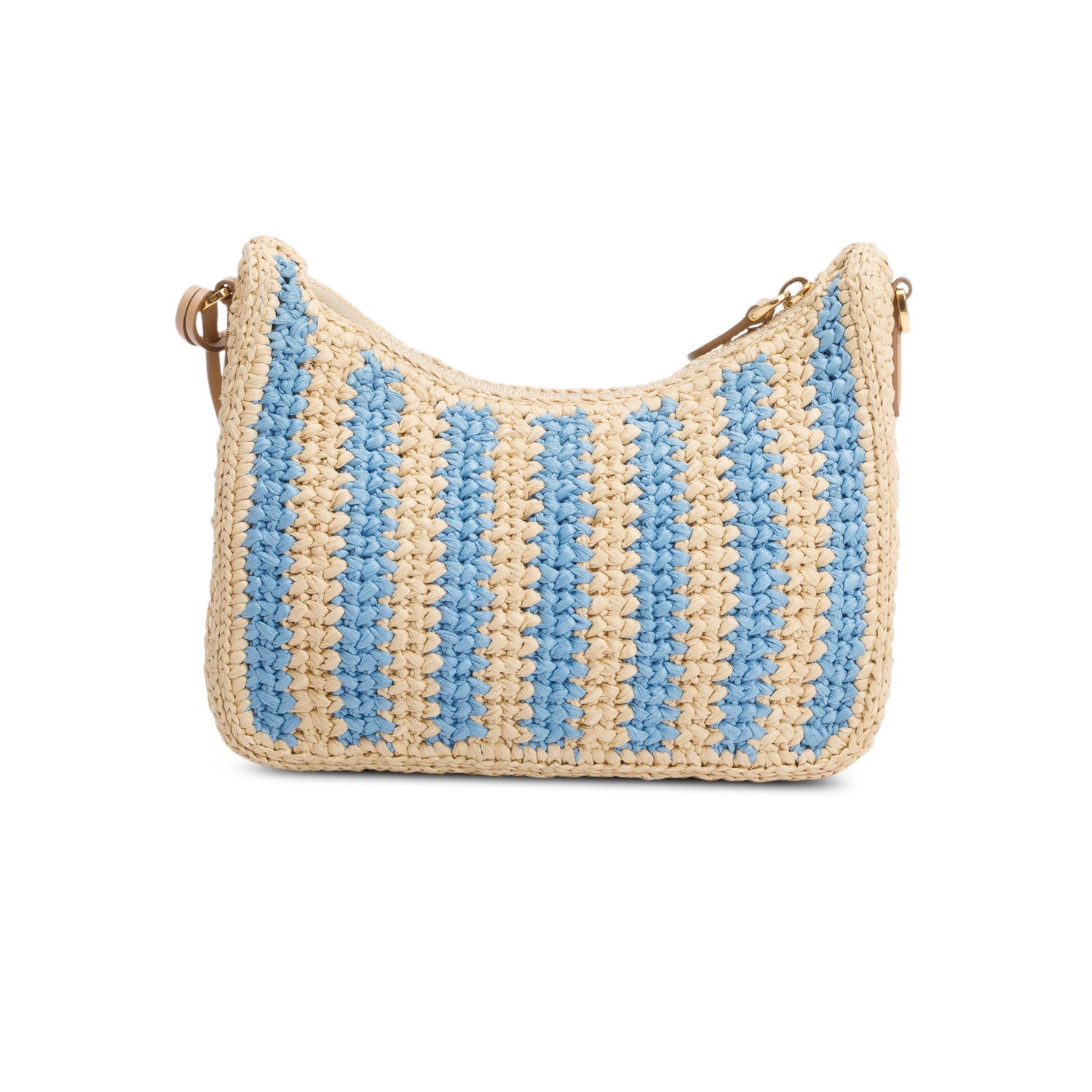 Prada Beige/Blue Raffia Re-Edition 2005 Shoulder Bag