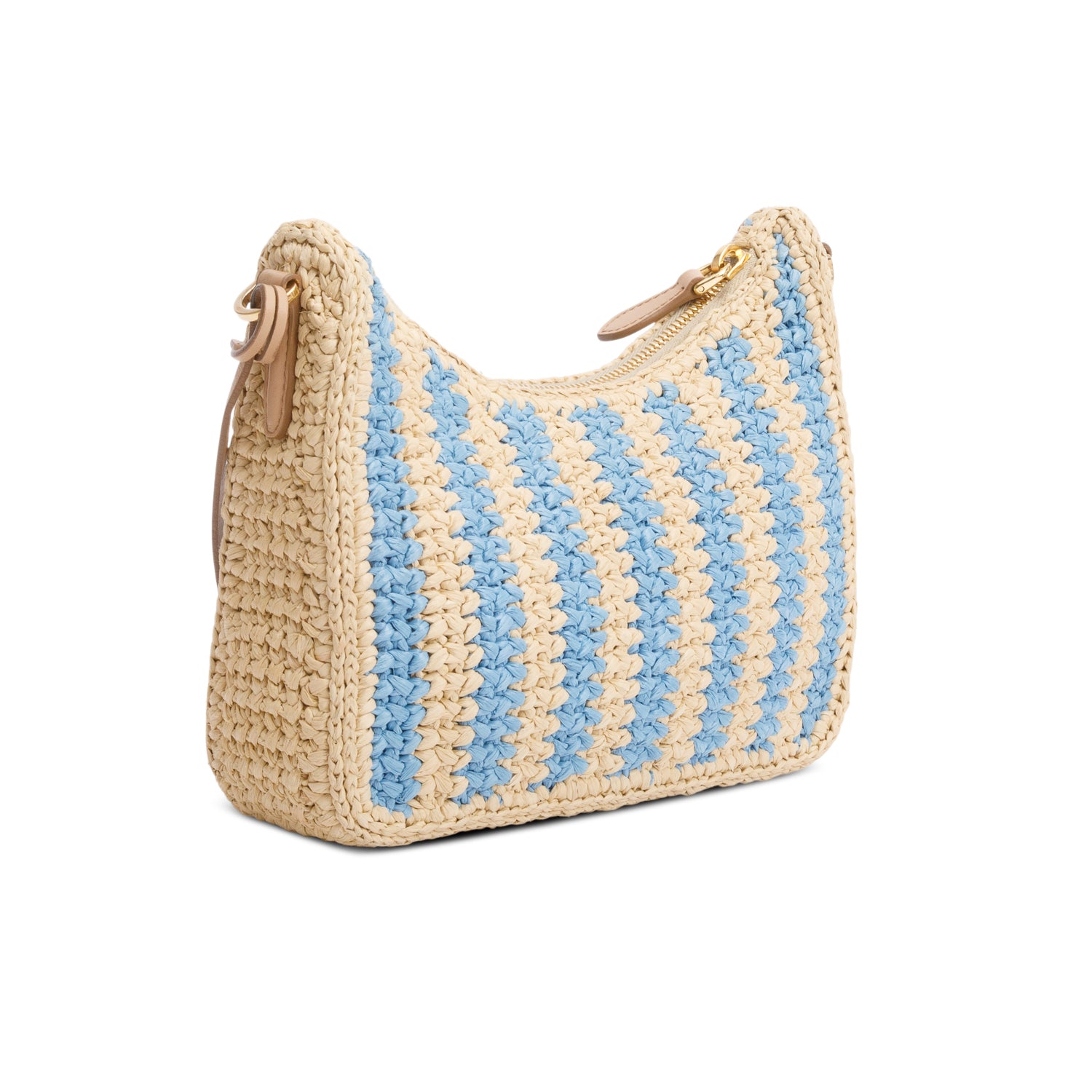 Prada Beige/Blue Raffia Re-Edition 2005 Shoulder Bag
