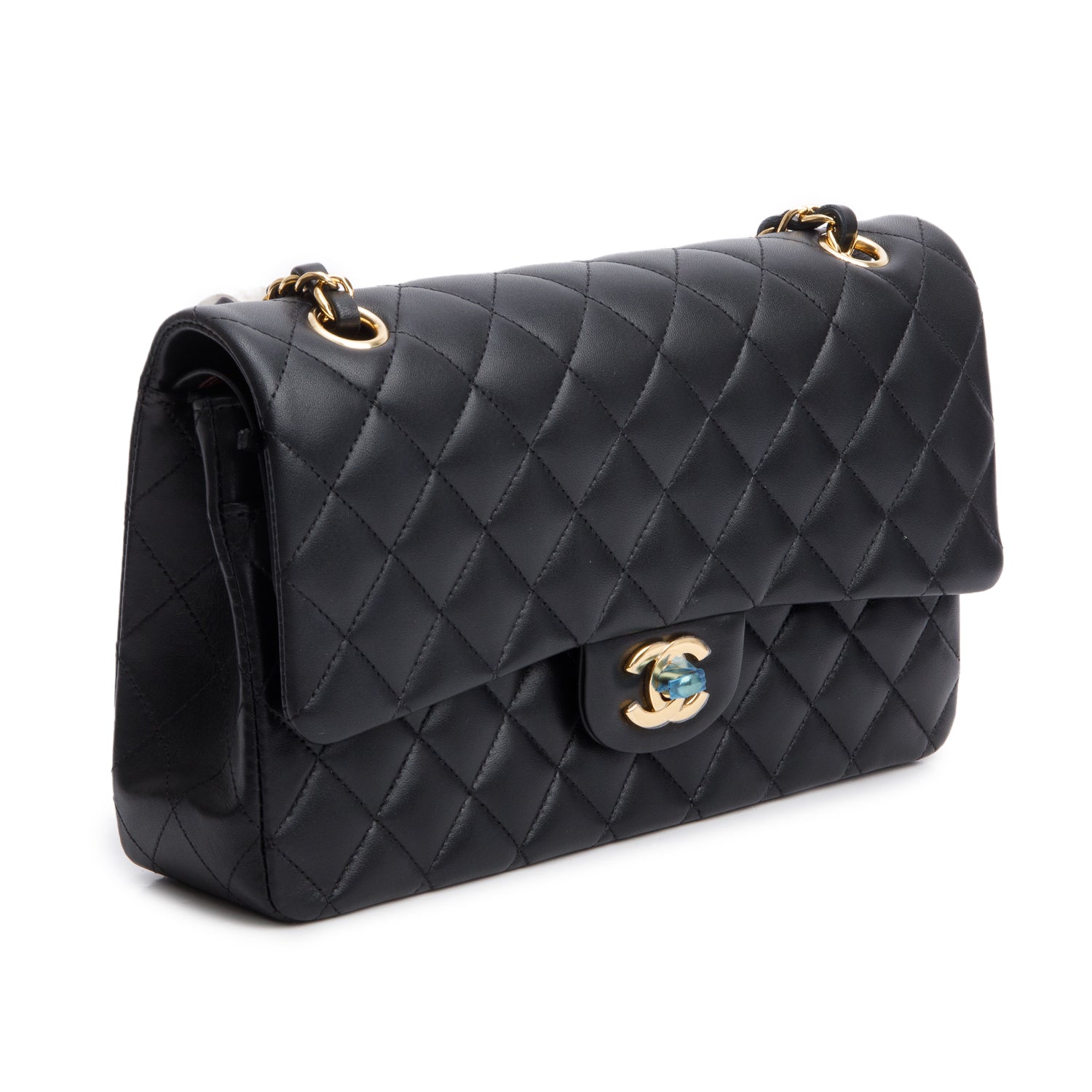 Chanel 2025 Black Quilted Lambskin Leather Classic Medium Double Flap Bag w/ Box