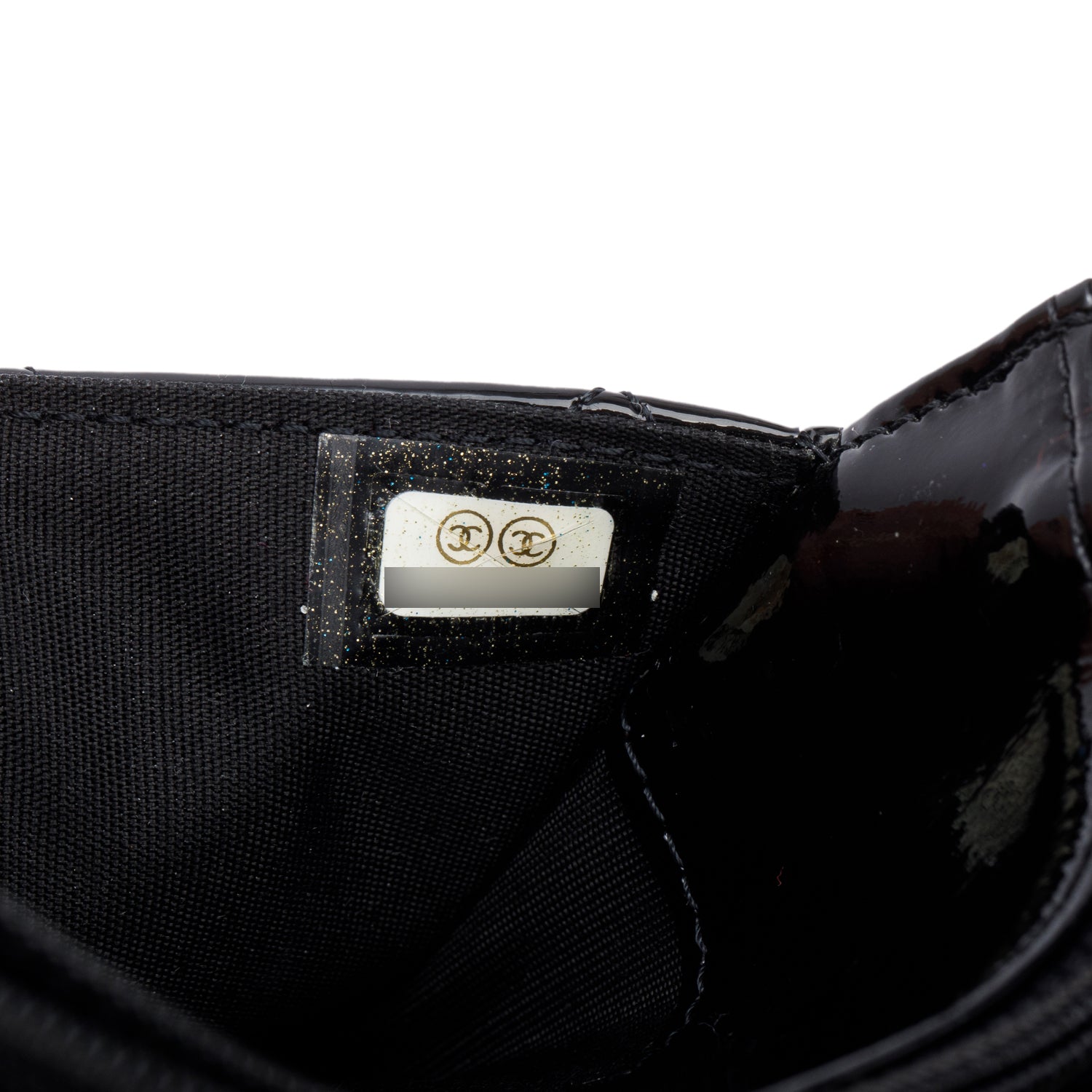 Chanel Black Quilted Patent Leather Classic Wallet on Chain w/ Box & Authenticity Card