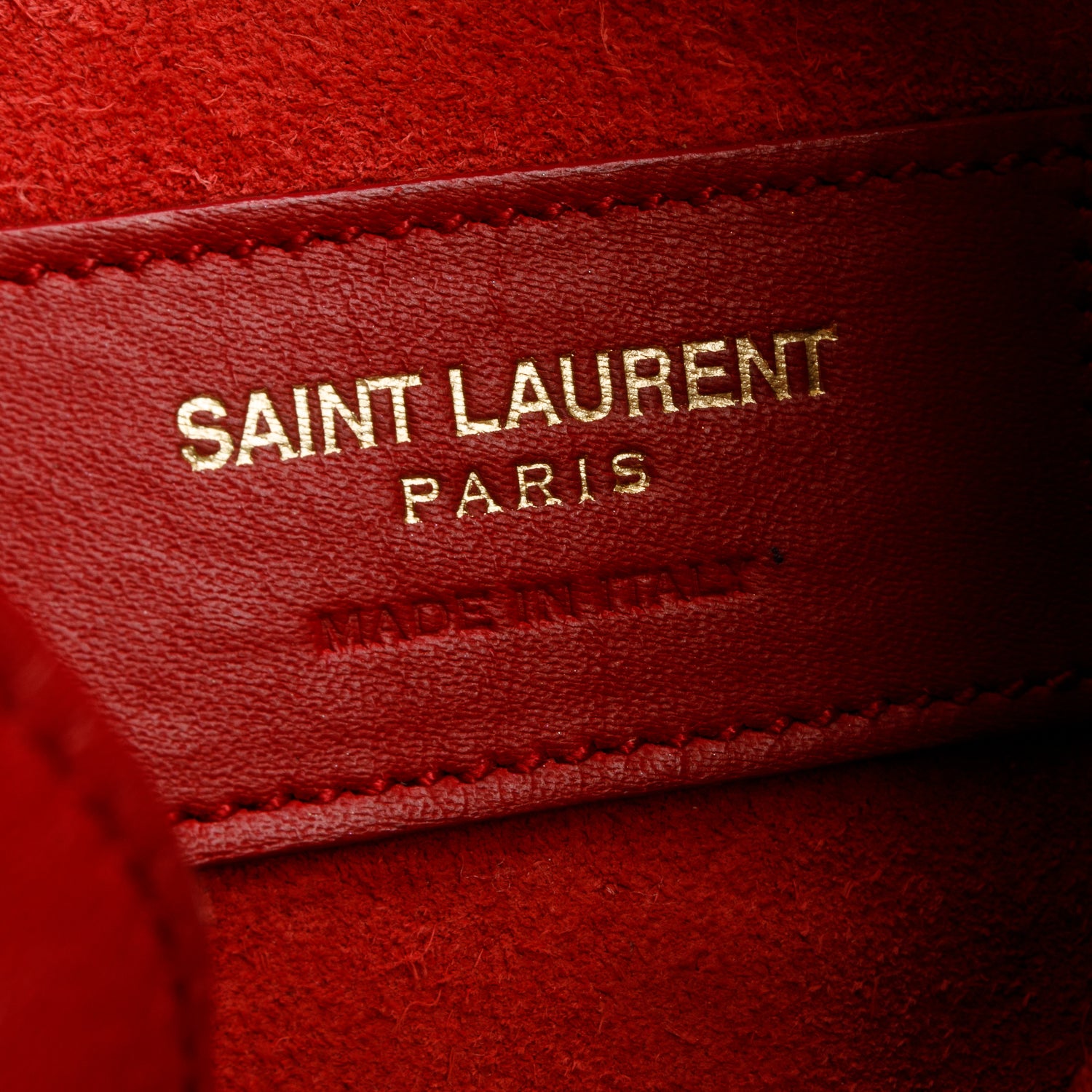 Saint Laurent Red Calskin Leather Small Emmanuel Bucket Bag