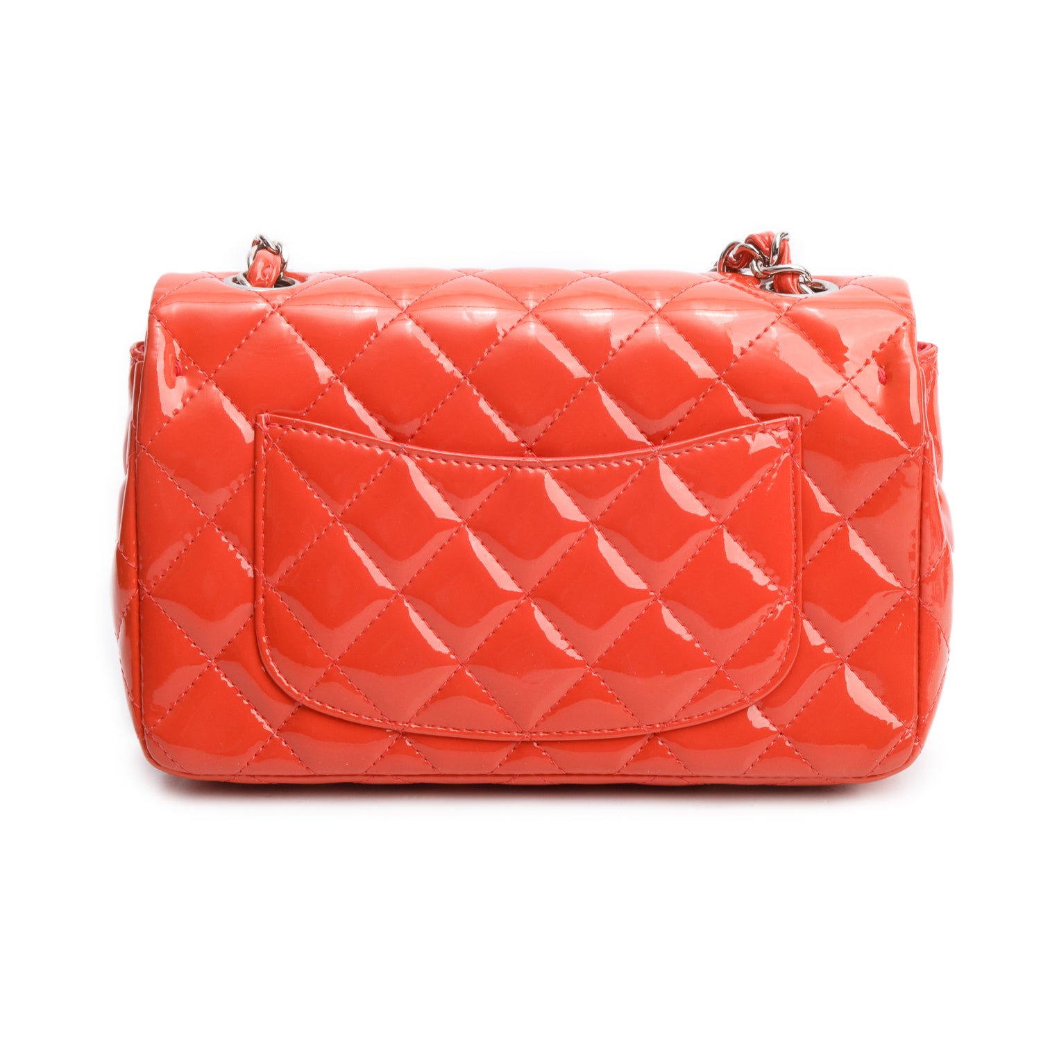 Chanel Red Quilted Patent Leather Classic Mini Rectangular Flap Bag w/ Authenticity Card