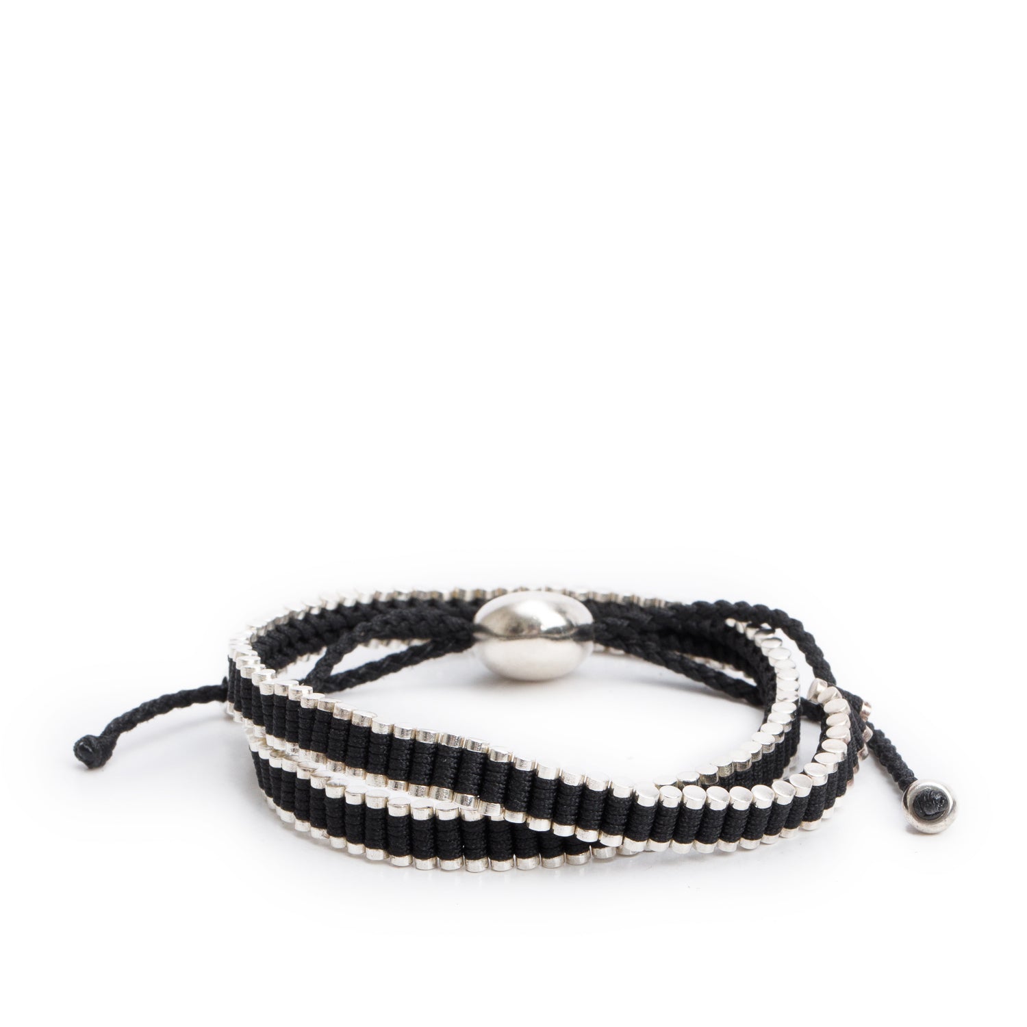 Links of London Sterling Silver Black Double Wrap Friendship Bracelet