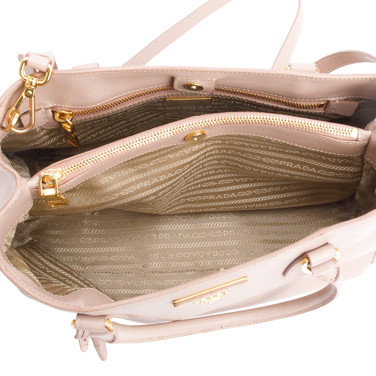 Prada Beige Saffiano Lux Small Galleria Tote w/ Strap & Authenticity Card