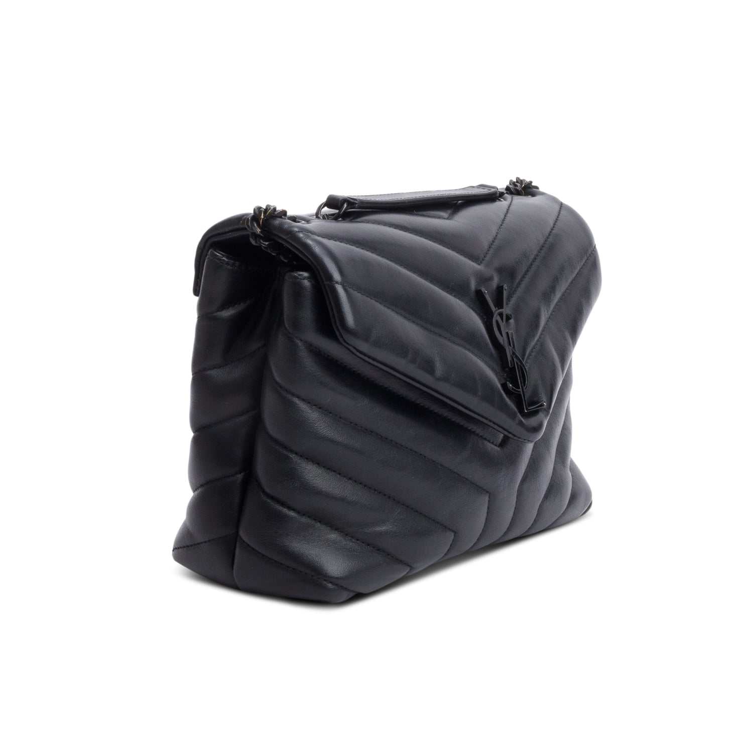 Saint Laurent So Black Quilted Leather Small Loulou Shoulder Bag