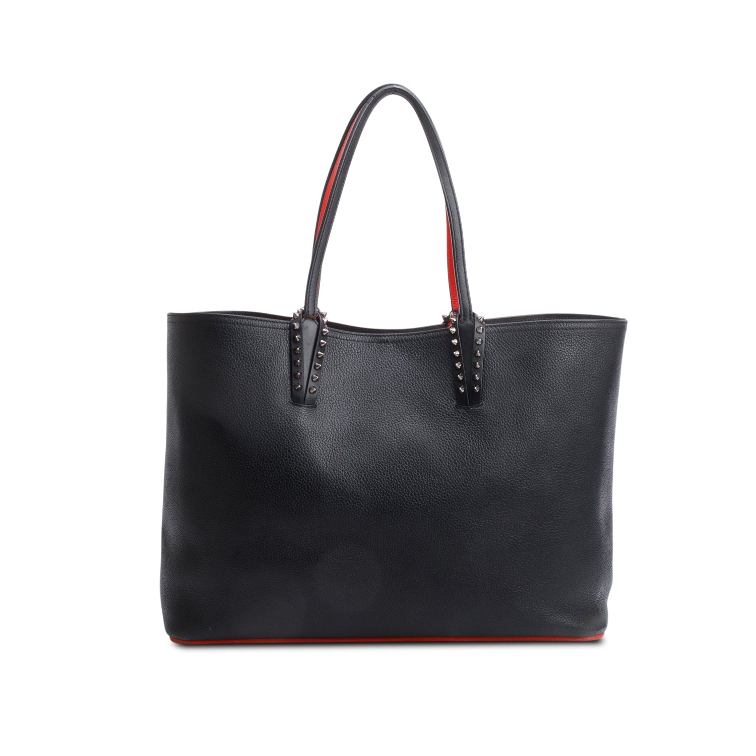 Christian Louboutin Black Calfskin Leather Spike Cabata Tote Bag w/ Pouch