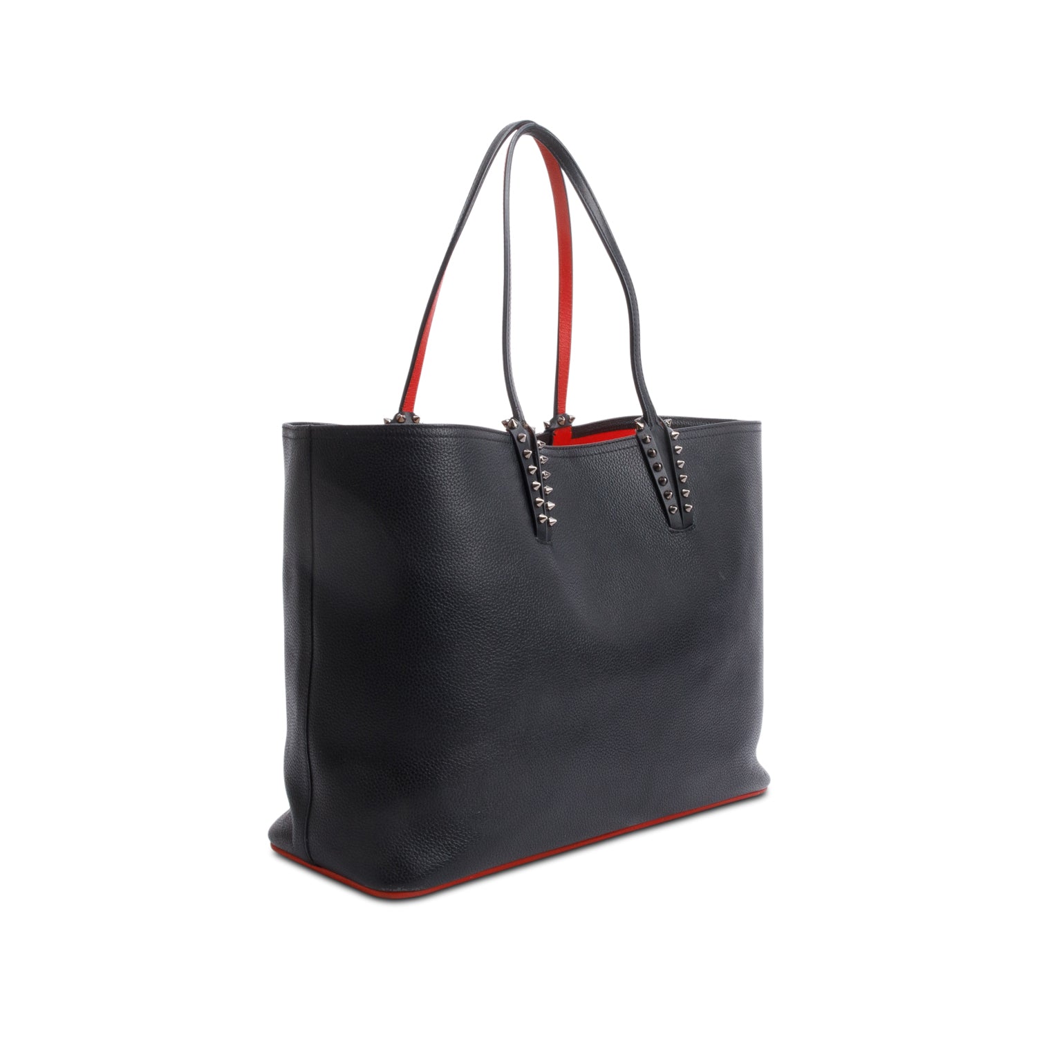 Christian Louboutin Black Calfskin Leather Spike Cabata Tote Bag w/ Pouch