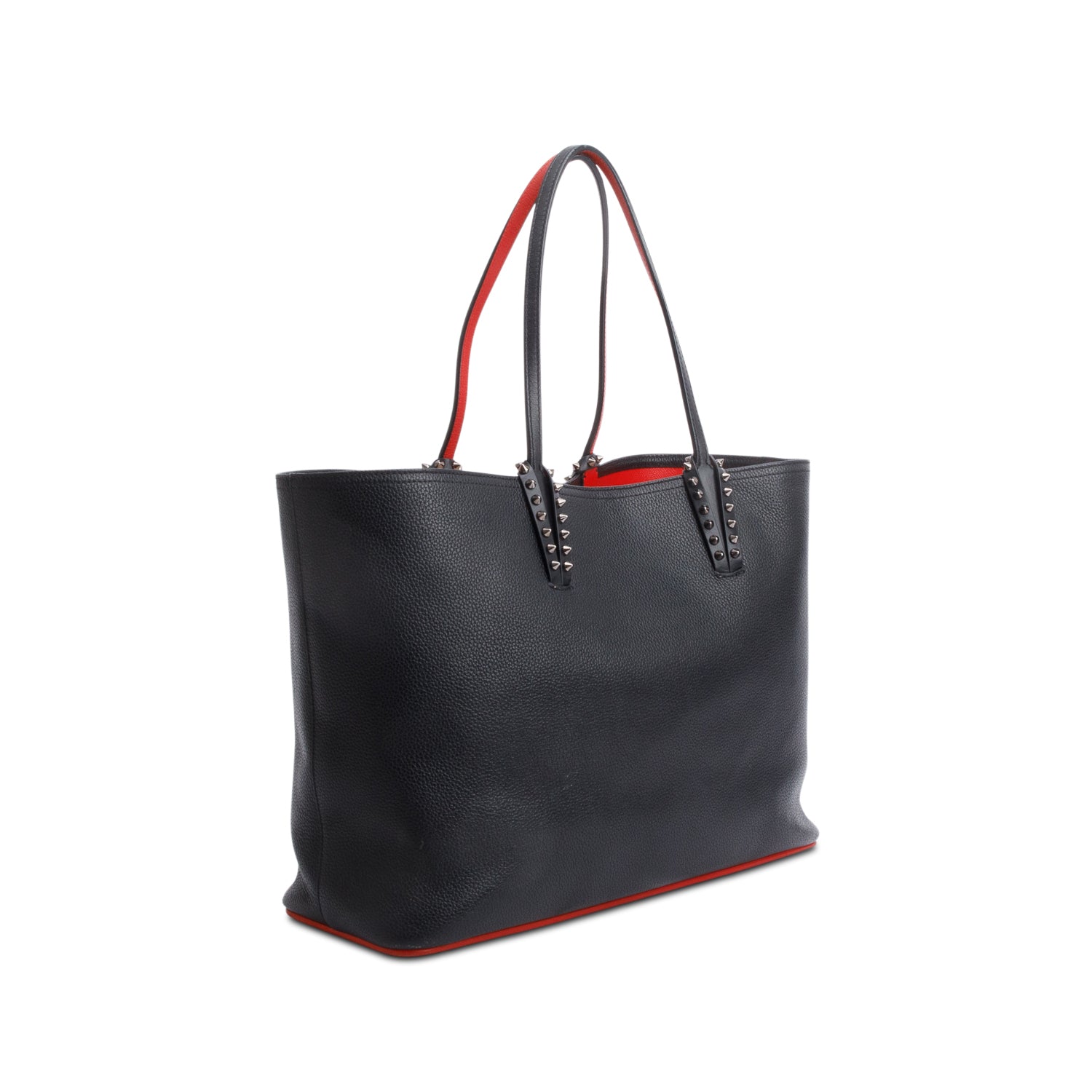 Christian Louboutin Black Calfskin Leather Spike Cabata Tote Bag w/ Pouch